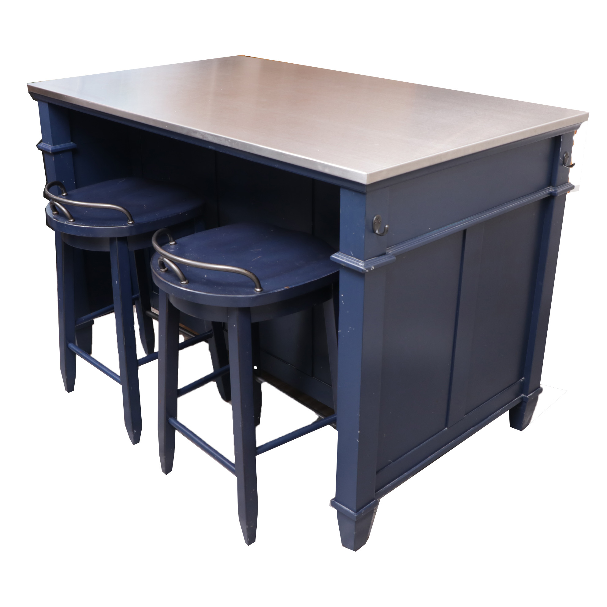 Klaussner "Trisha Yearwood Collection" Stainless Top Kitchen Island and Stools