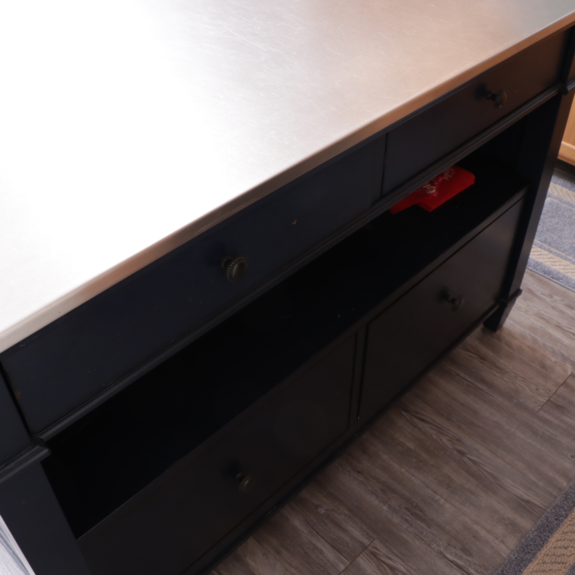 Klaussner "Trisha Yearwood Collection" Stainless Top Kitchen Island and Stools