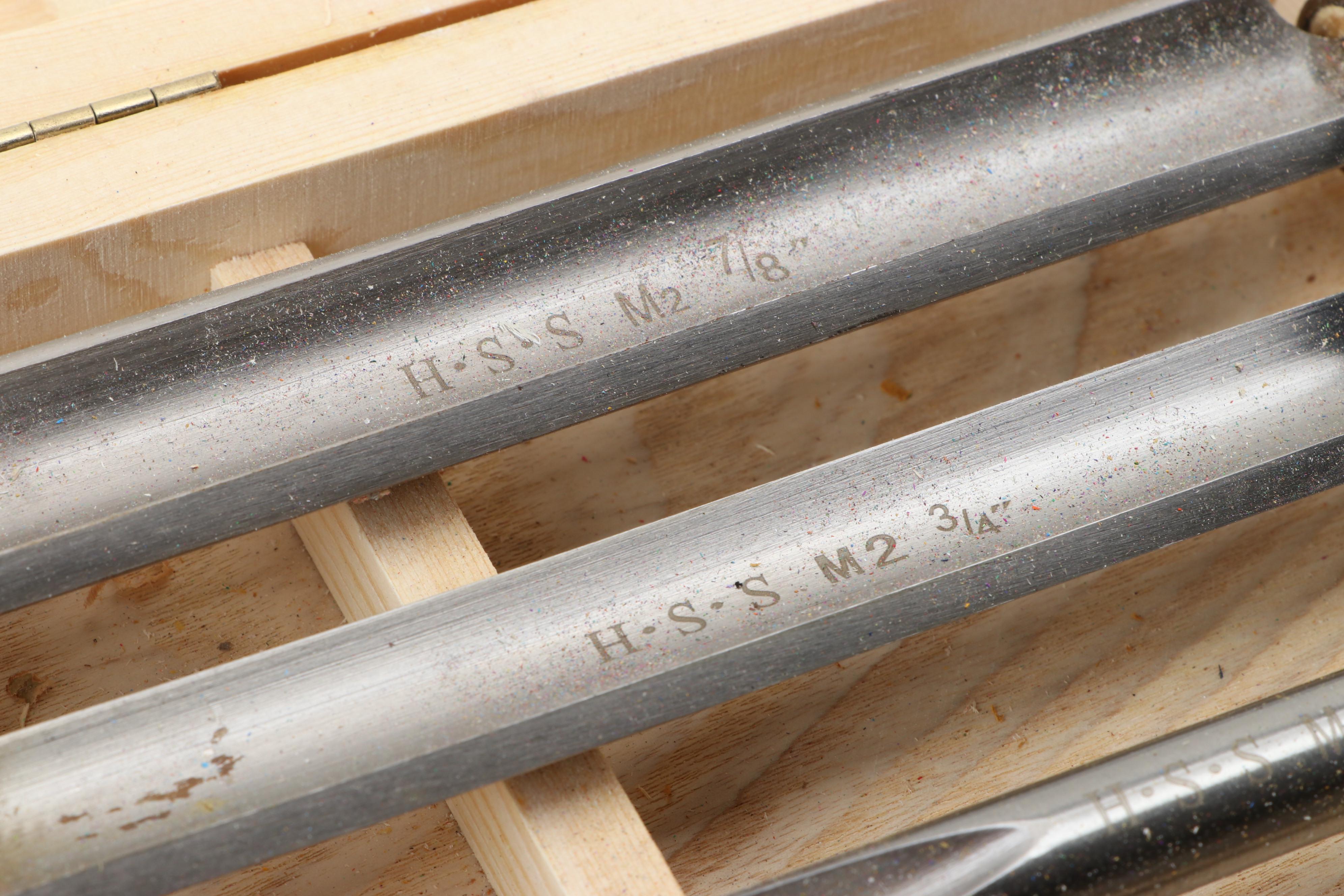 Benjamin's Best Steel and Oak Handled Wood Lathe Chisels with Storage Case