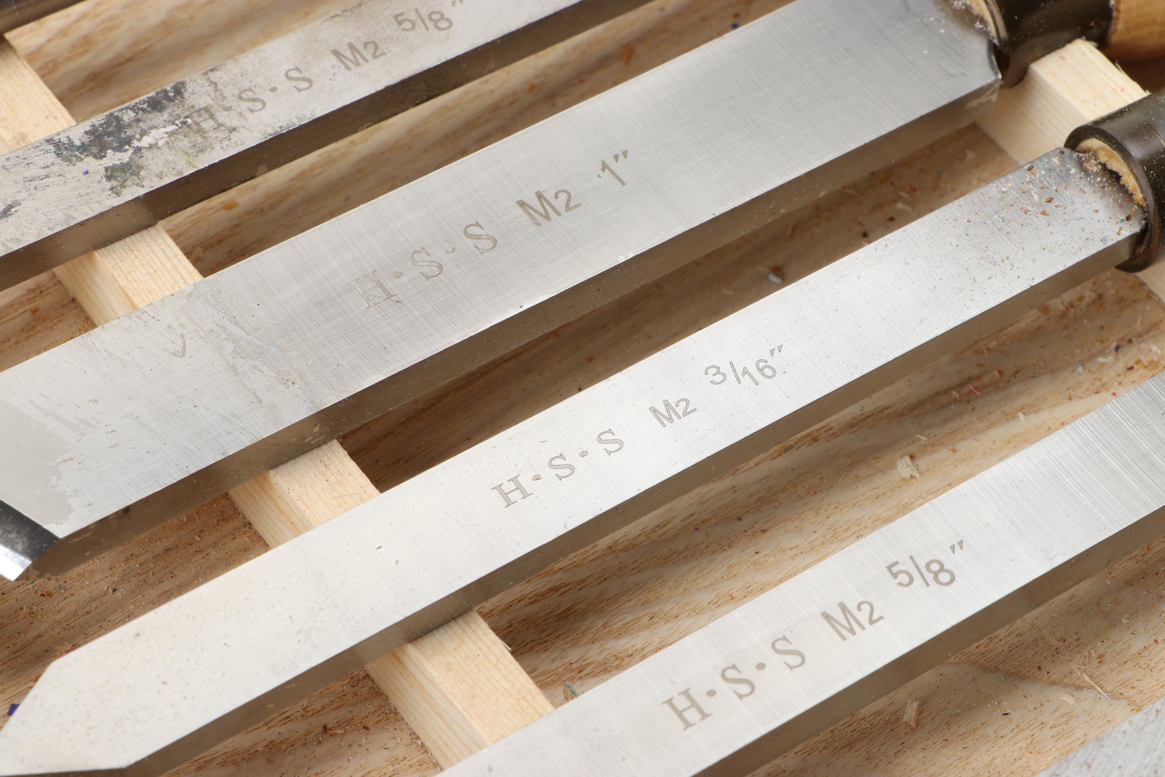 Benjamin's Best Steel and Oak Handled Wood Lathe Chisels with Storage Case