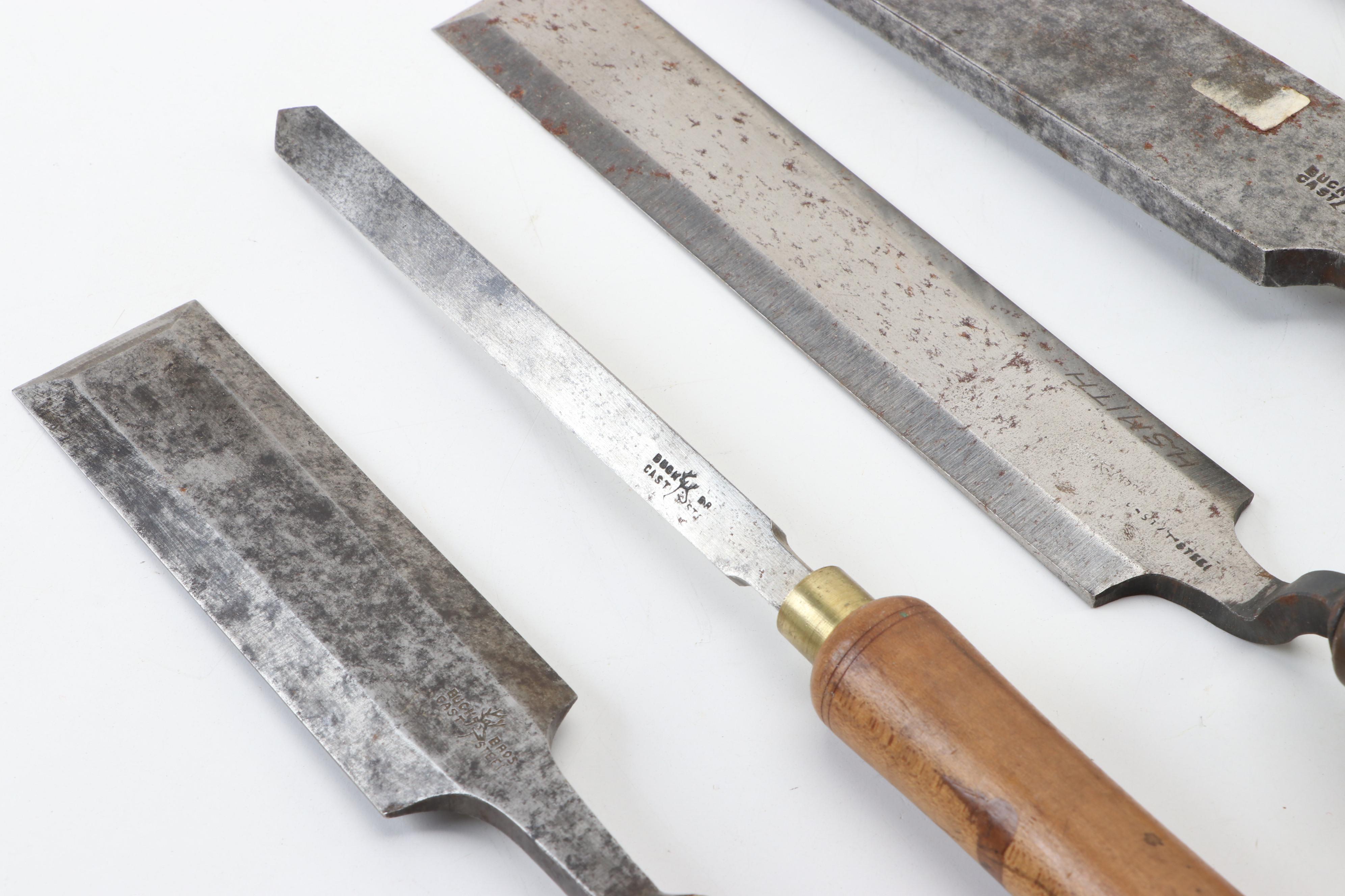 Buck Brothers Steel , Oak and Other Wooden Handled Wood Lathe Chisels