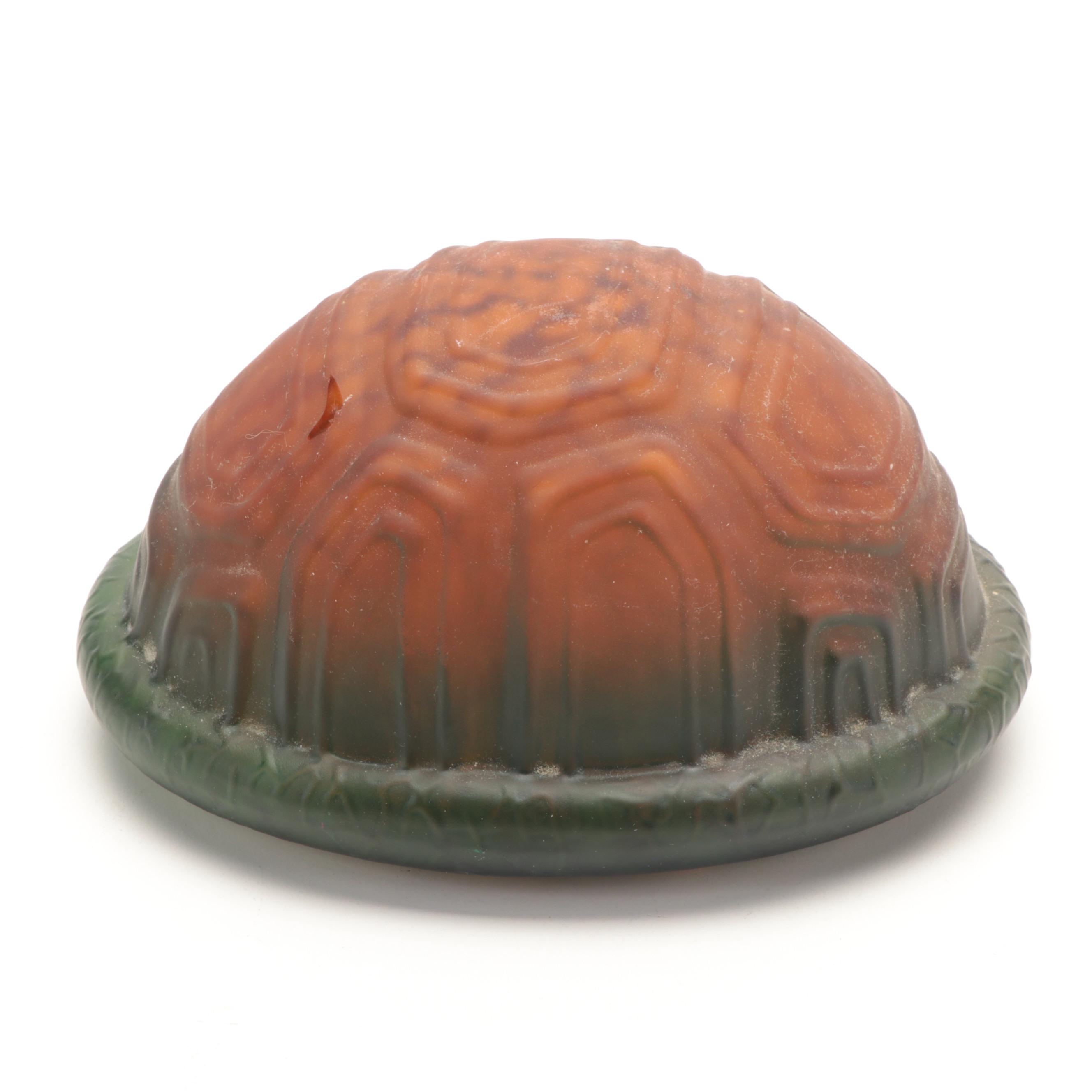 Molded Amber Glass and Bronzed Finish Turtle Accent Lamp