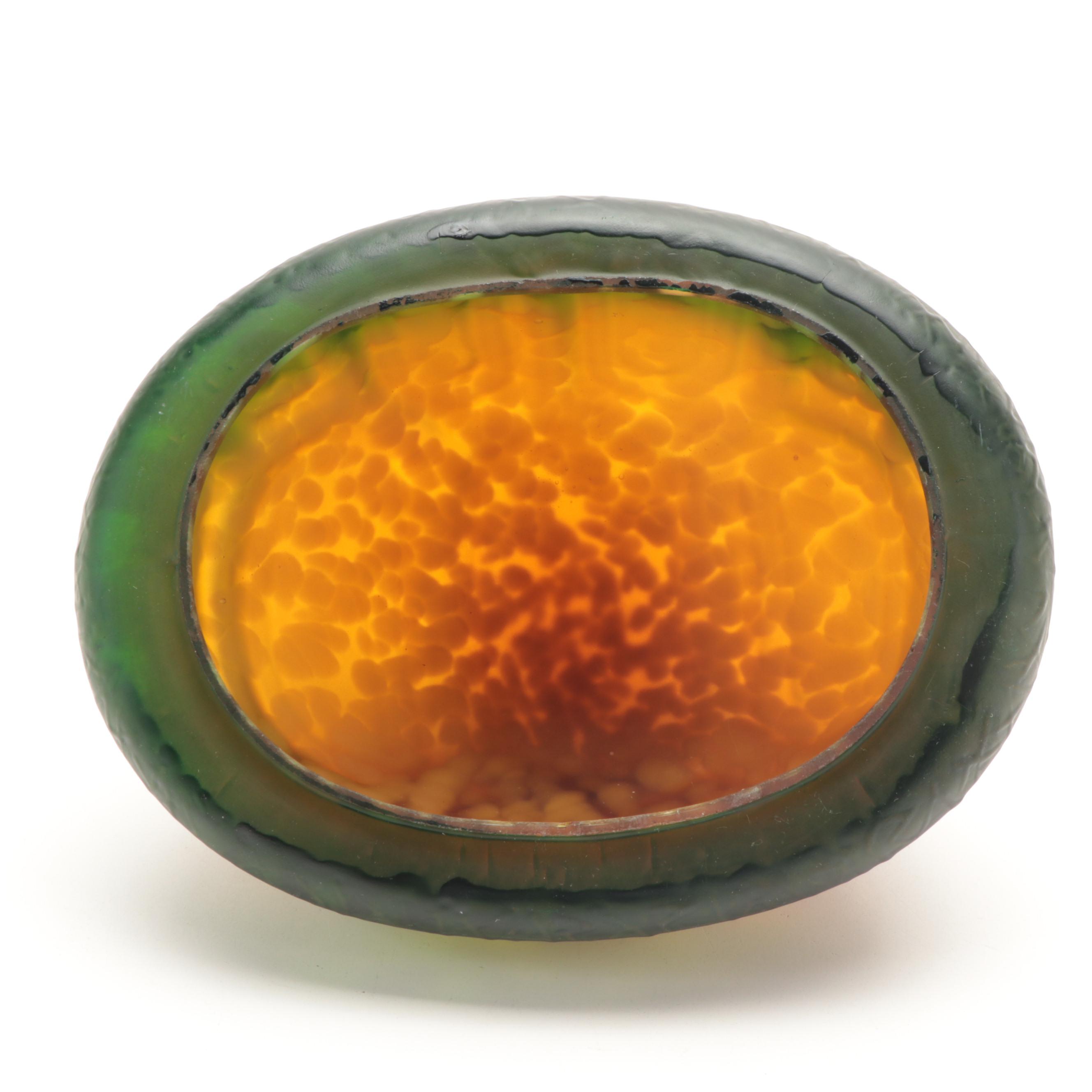 Molded Amber Glass and Bronzed Finish Turtle Accent Lamp