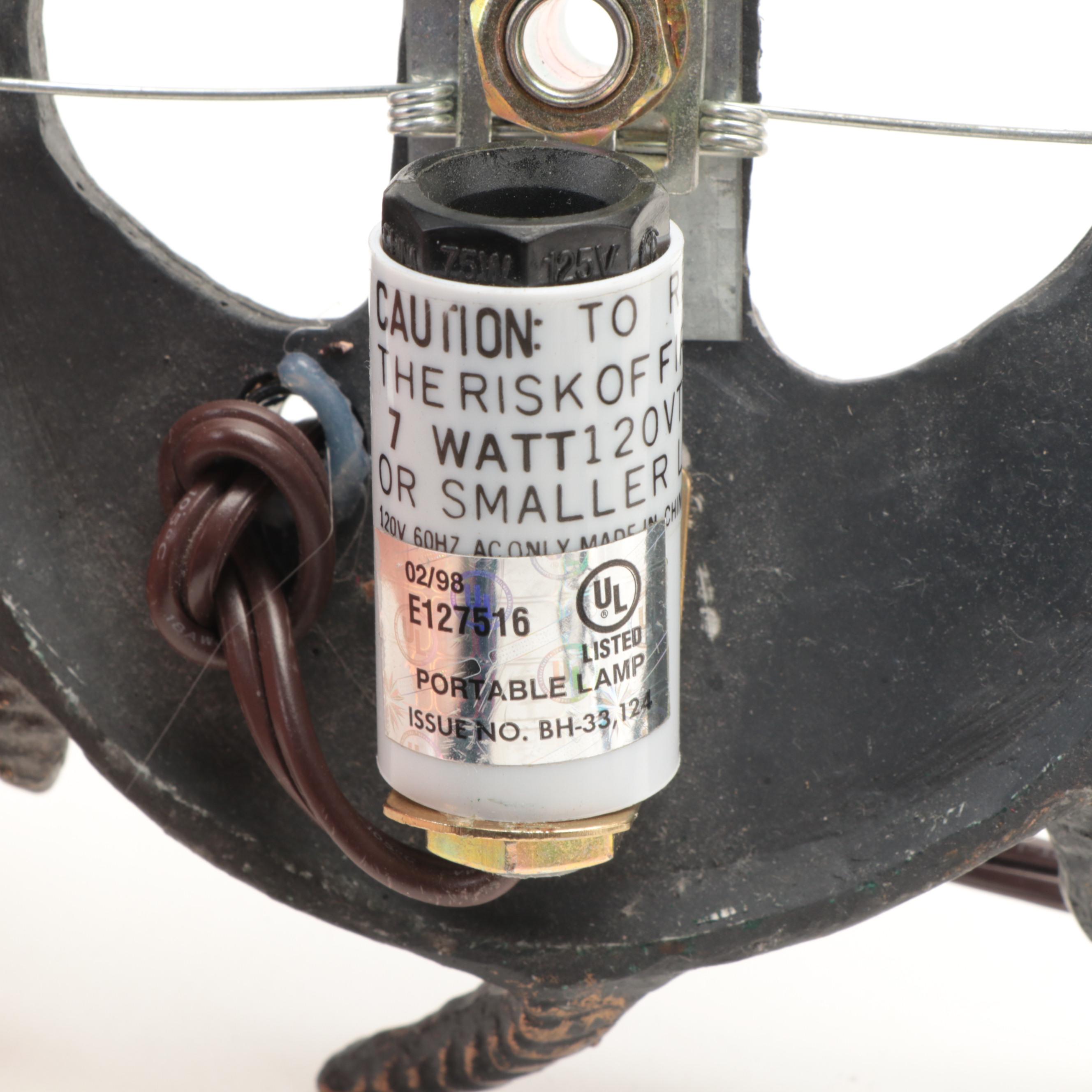 Molded Amber Glass and Bronzed Finish Turtle Accent Lamp