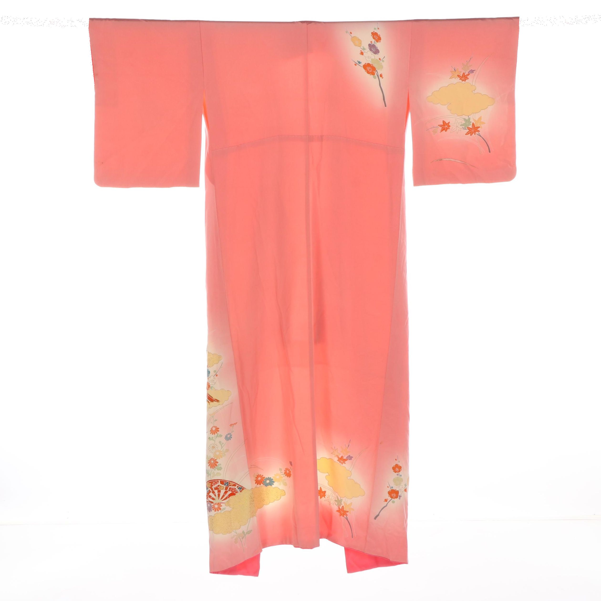 Kimono in SIlk Kumo, Floral, and Asanoha Patterns