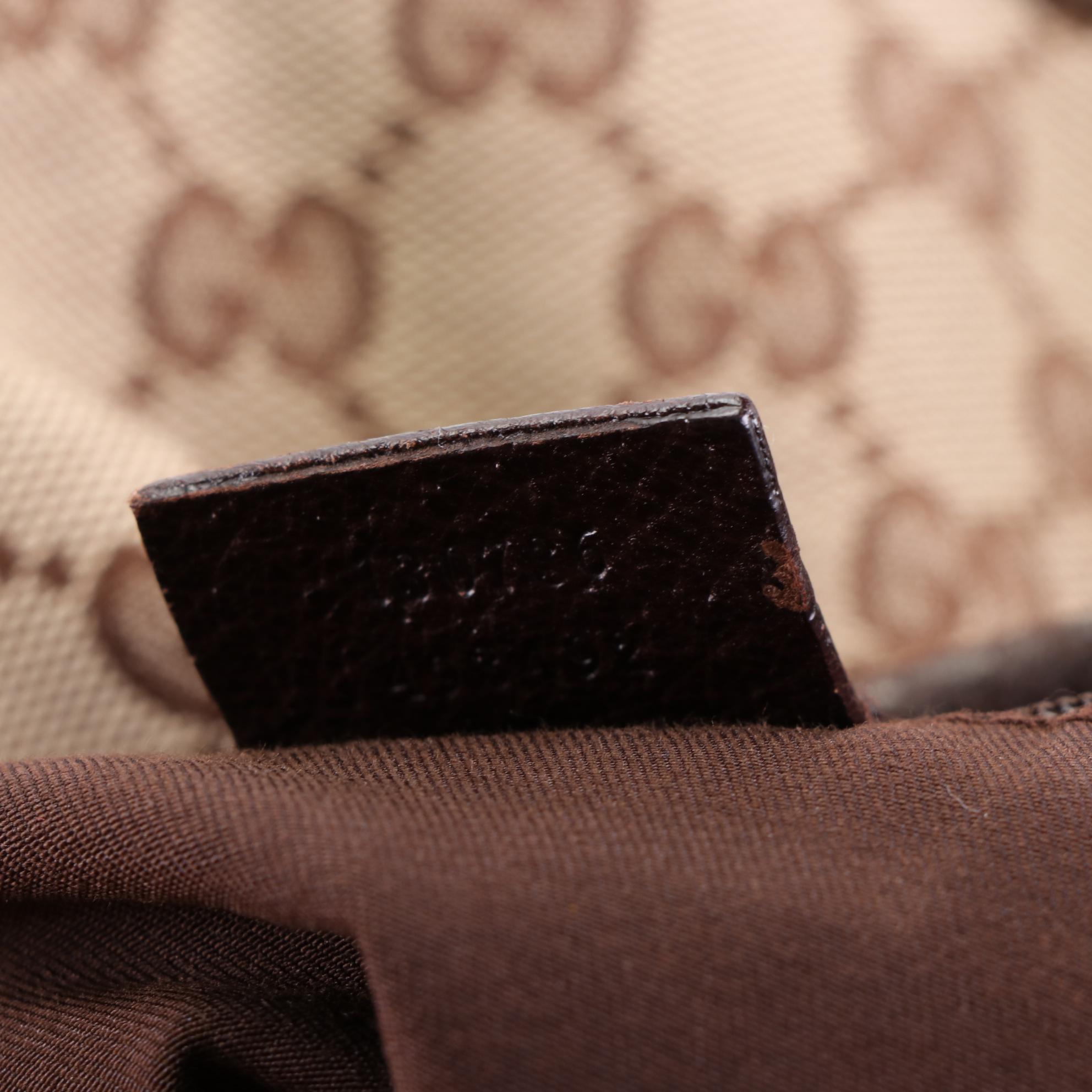 Gucci Abbey D-Ring Shoulder Tote in GG Canvas and Dark Brown Cinghiale Leather