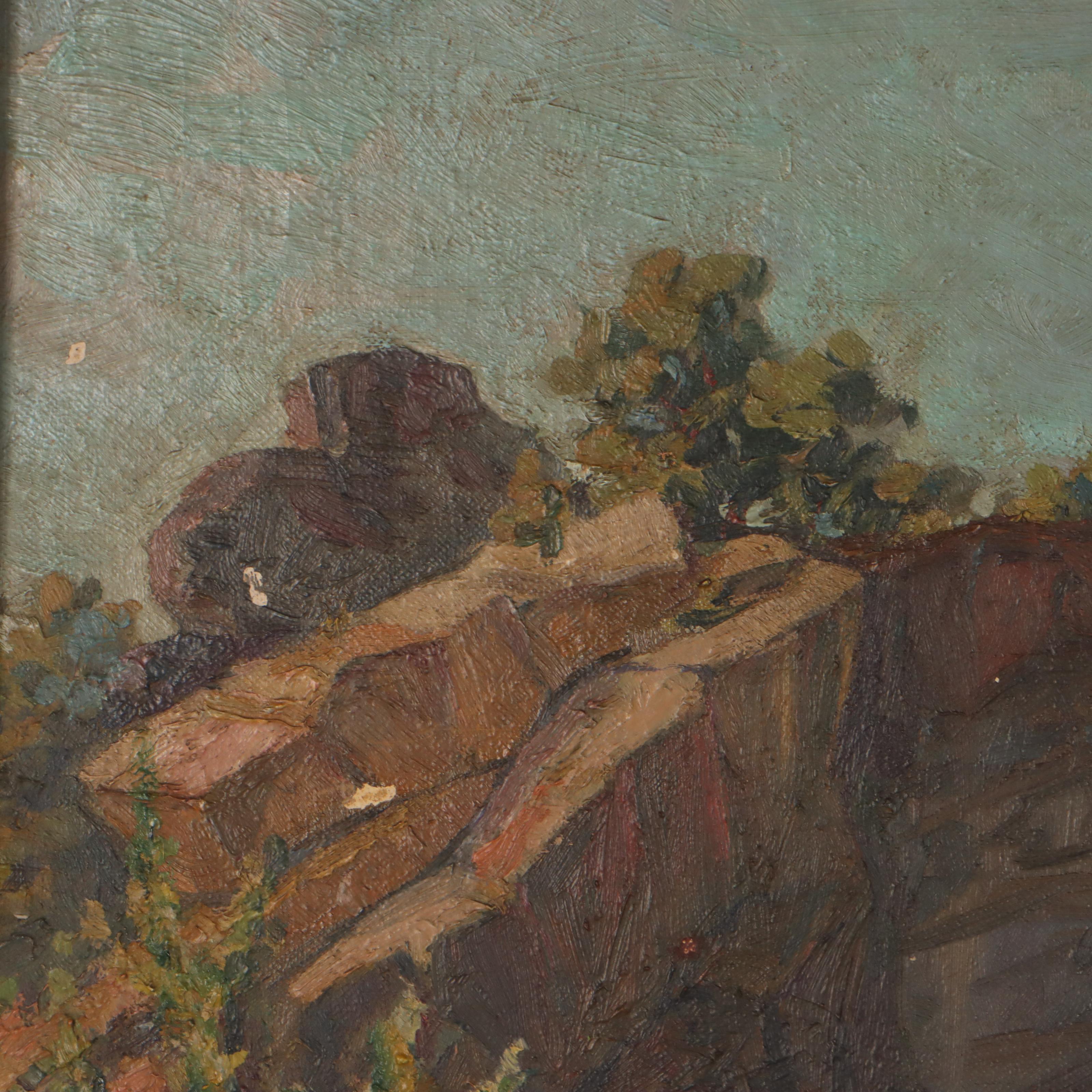 Jacob Greenleaf Oil Painting "Rockport Query," Early 20th Century