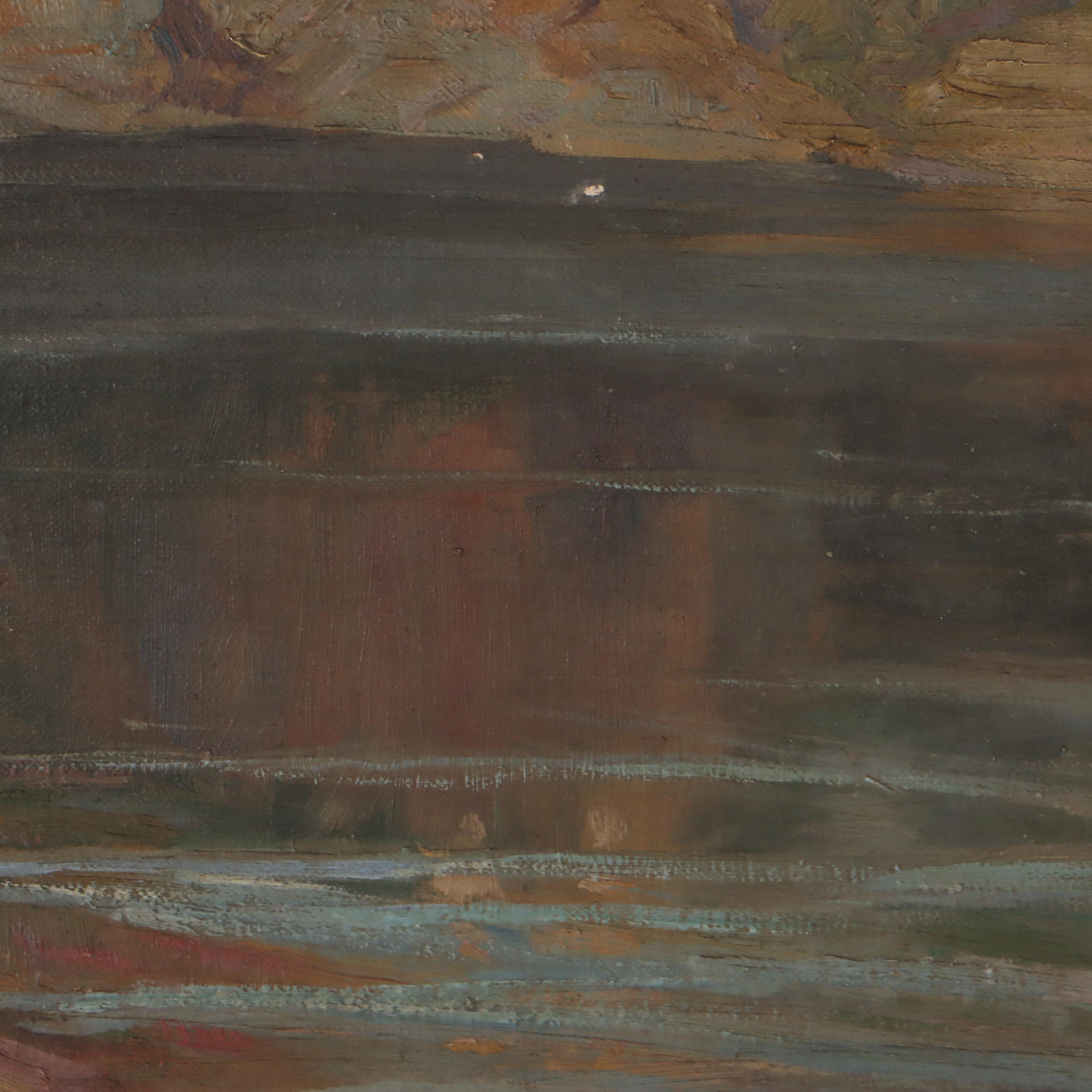 Jacob Greenleaf Oil Painting "Rockport Query," Early 20th Century