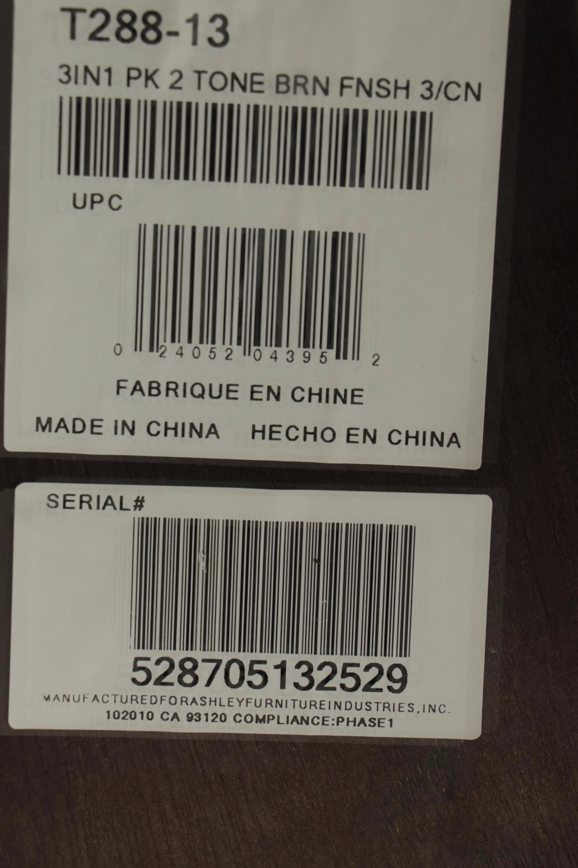 Ashley Furniture "Ashburn" Two-Tone Cocktail Table with "Glen" End Tables