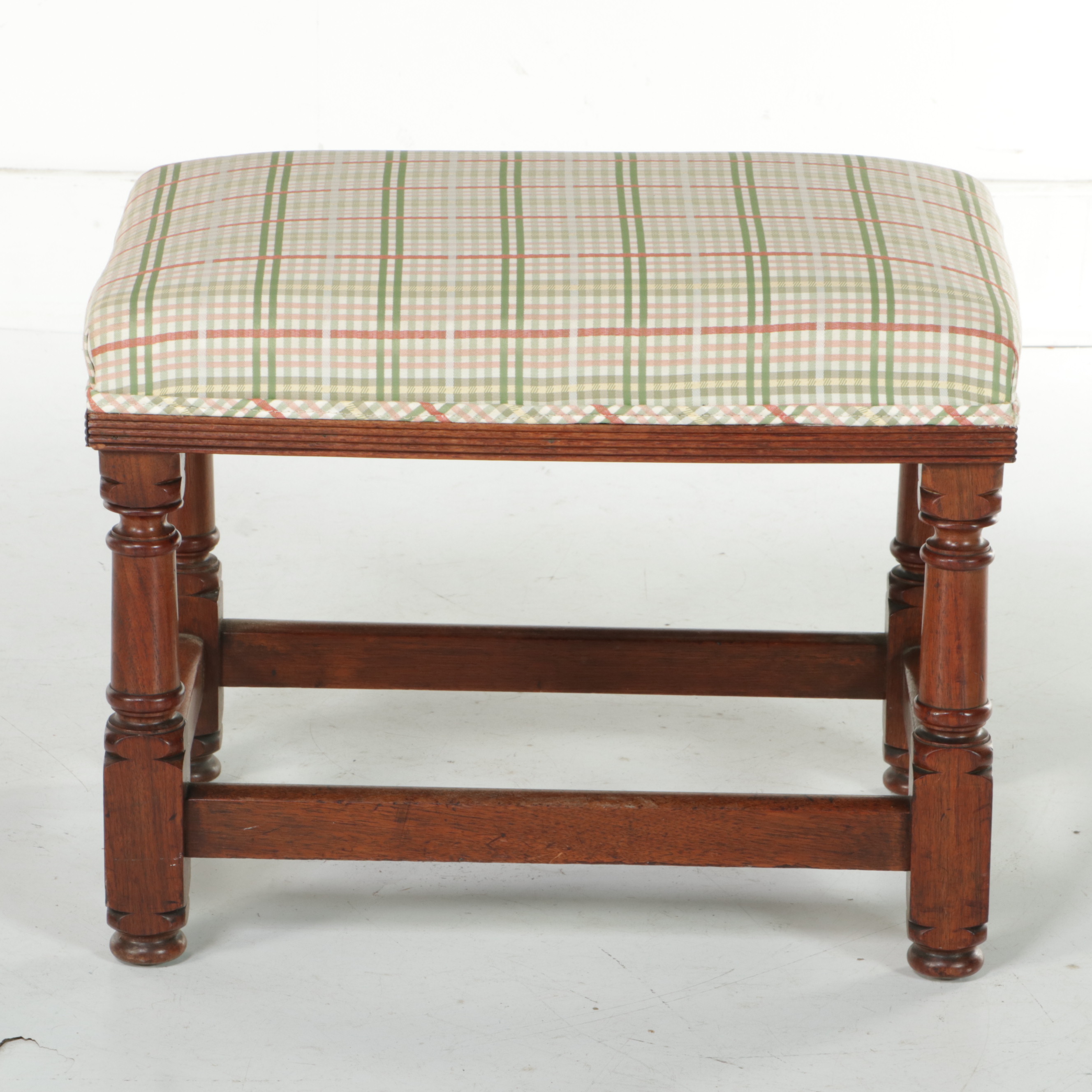 A.G. Pera of Pittsburgh Queen Anne Style Mahogany and Custom-Upholstered Stool