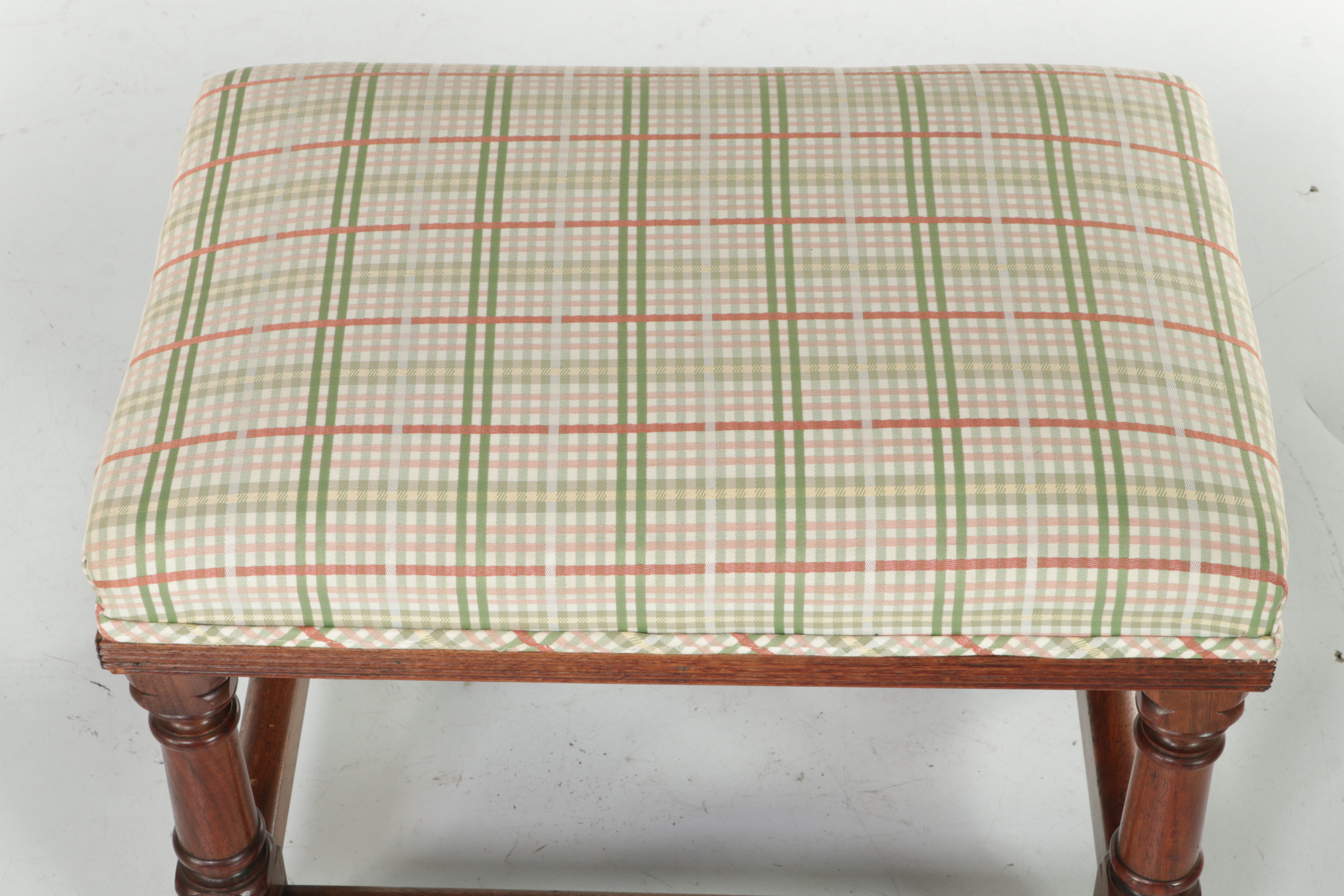 A.G. Pera of Pittsburgh Queen Anne Style Mahogany and Custom-Upholstered Stool