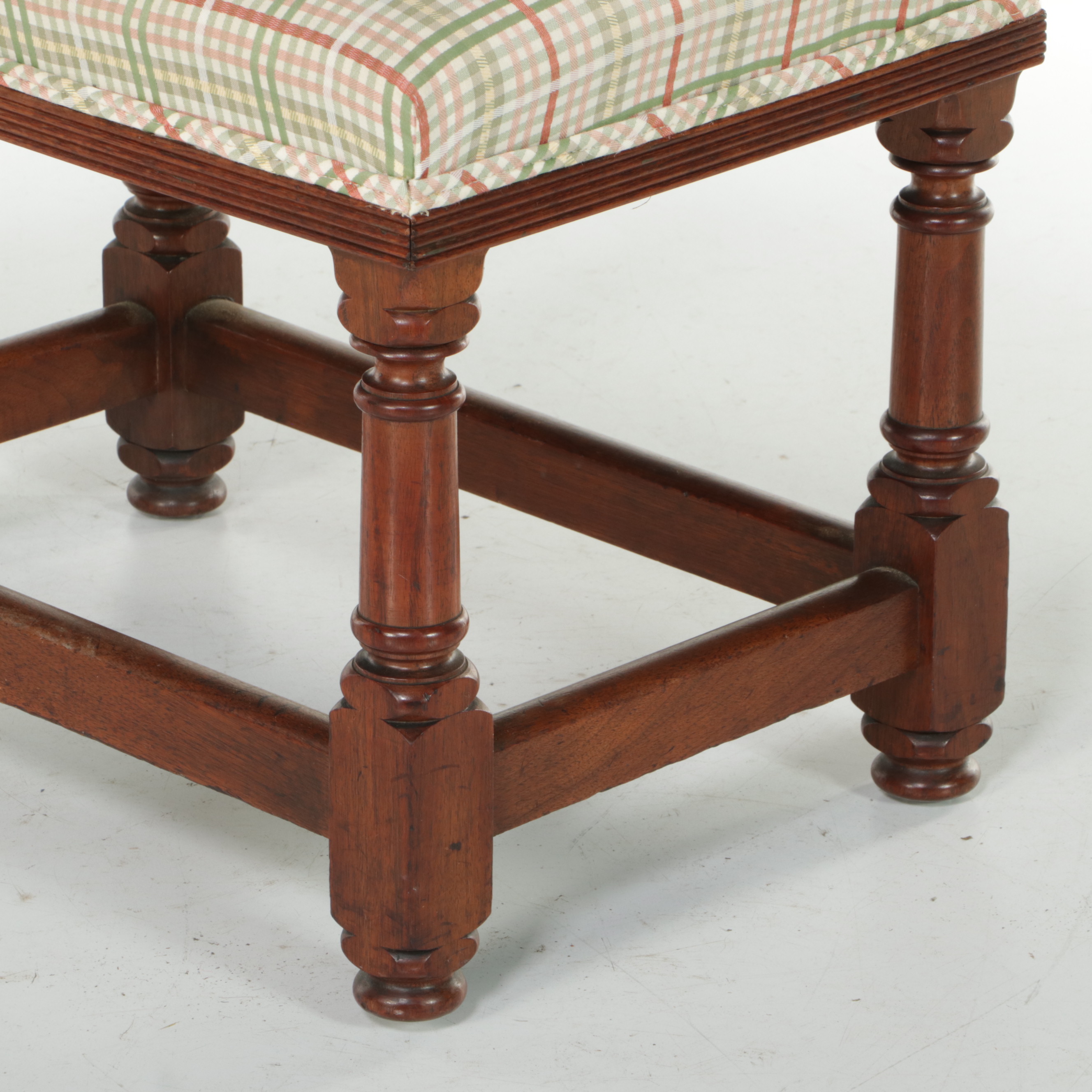 A.G. Pera of Pittsburgh Queen Anne Style Mahogany and Custom-Upholstered Stool