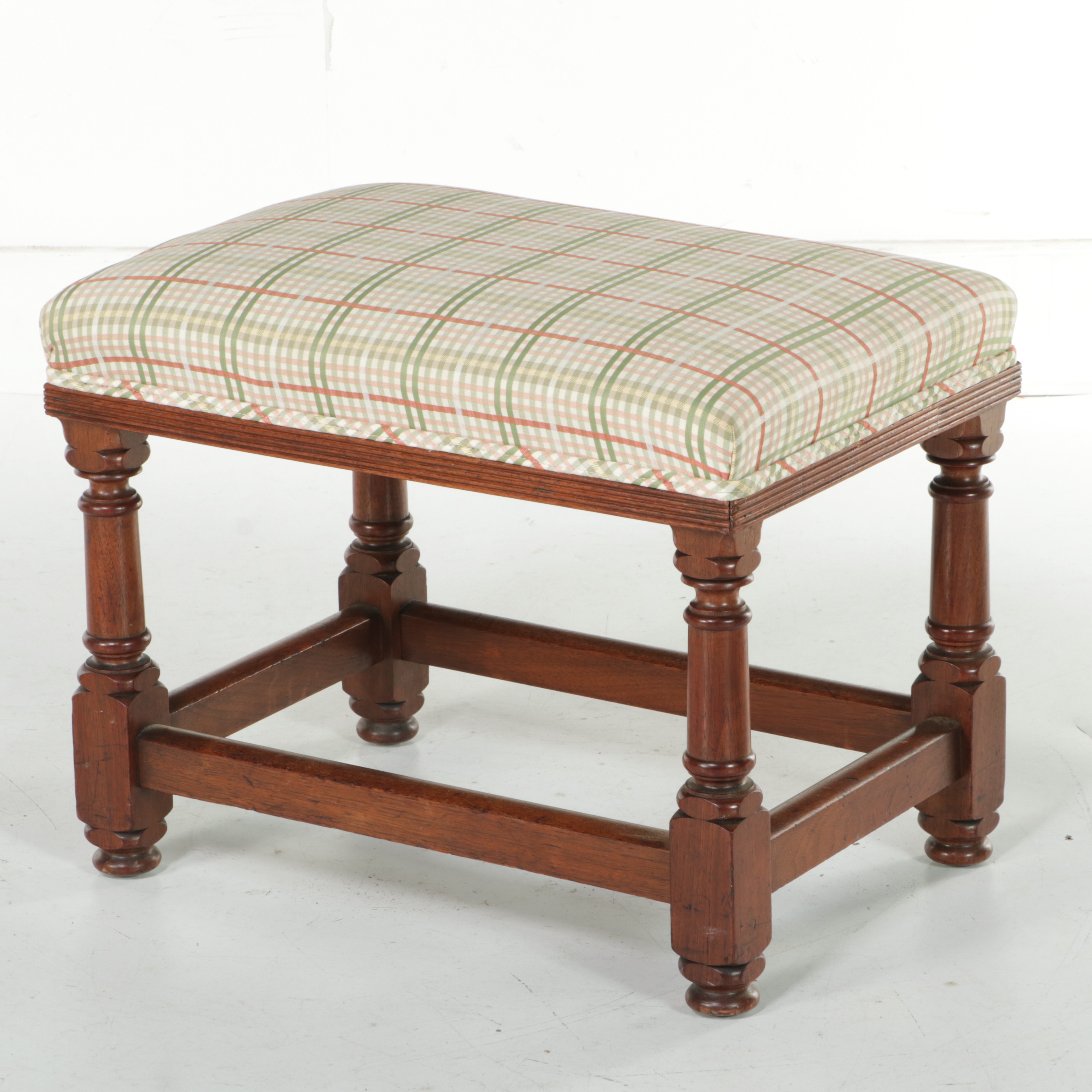 A.G. Pera of Pittsburgh Queen Anne Style Mahogany and Custom-Upholstered Stool