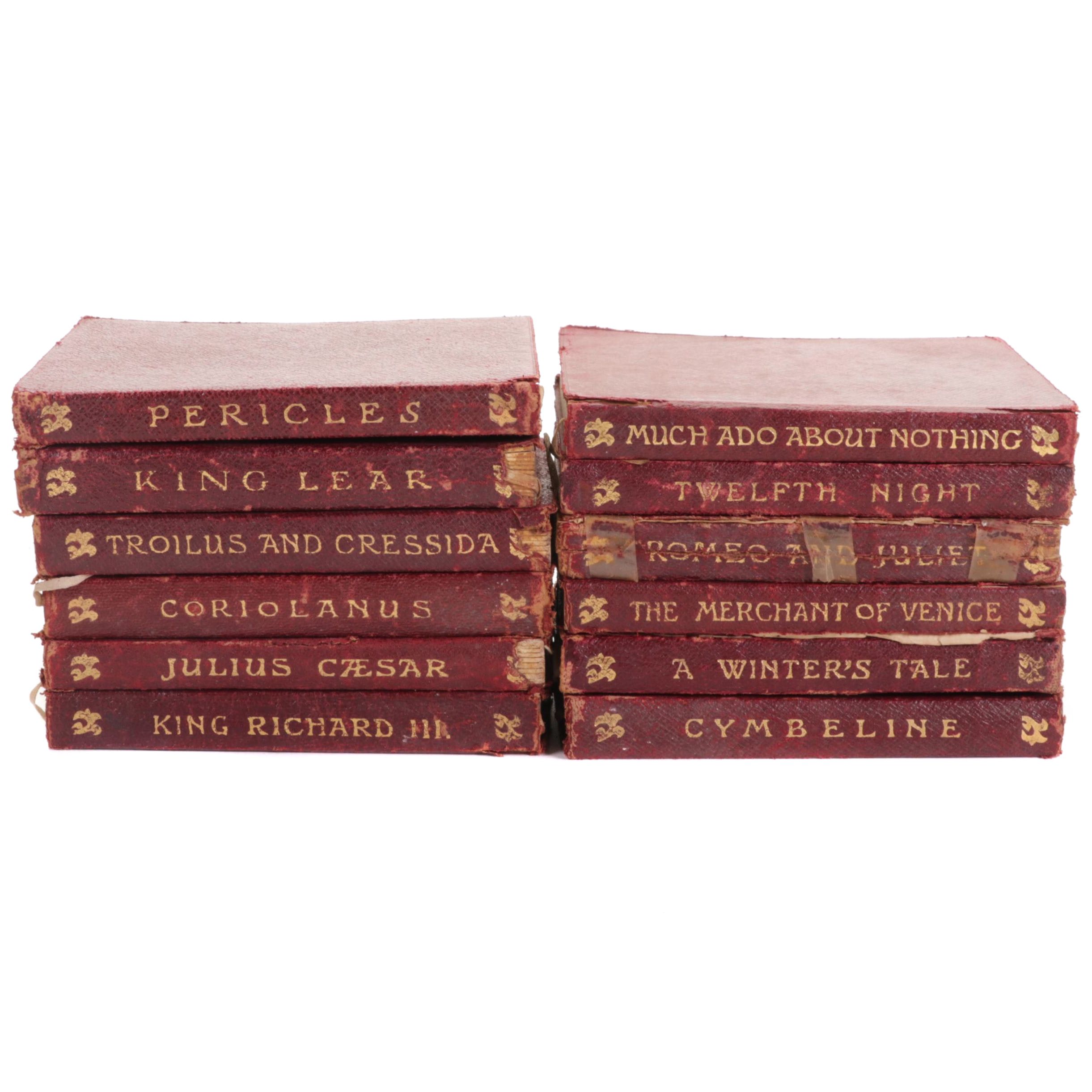 Leather Bound "The Temple Shakespeare" Partial Set, Early 20th Century