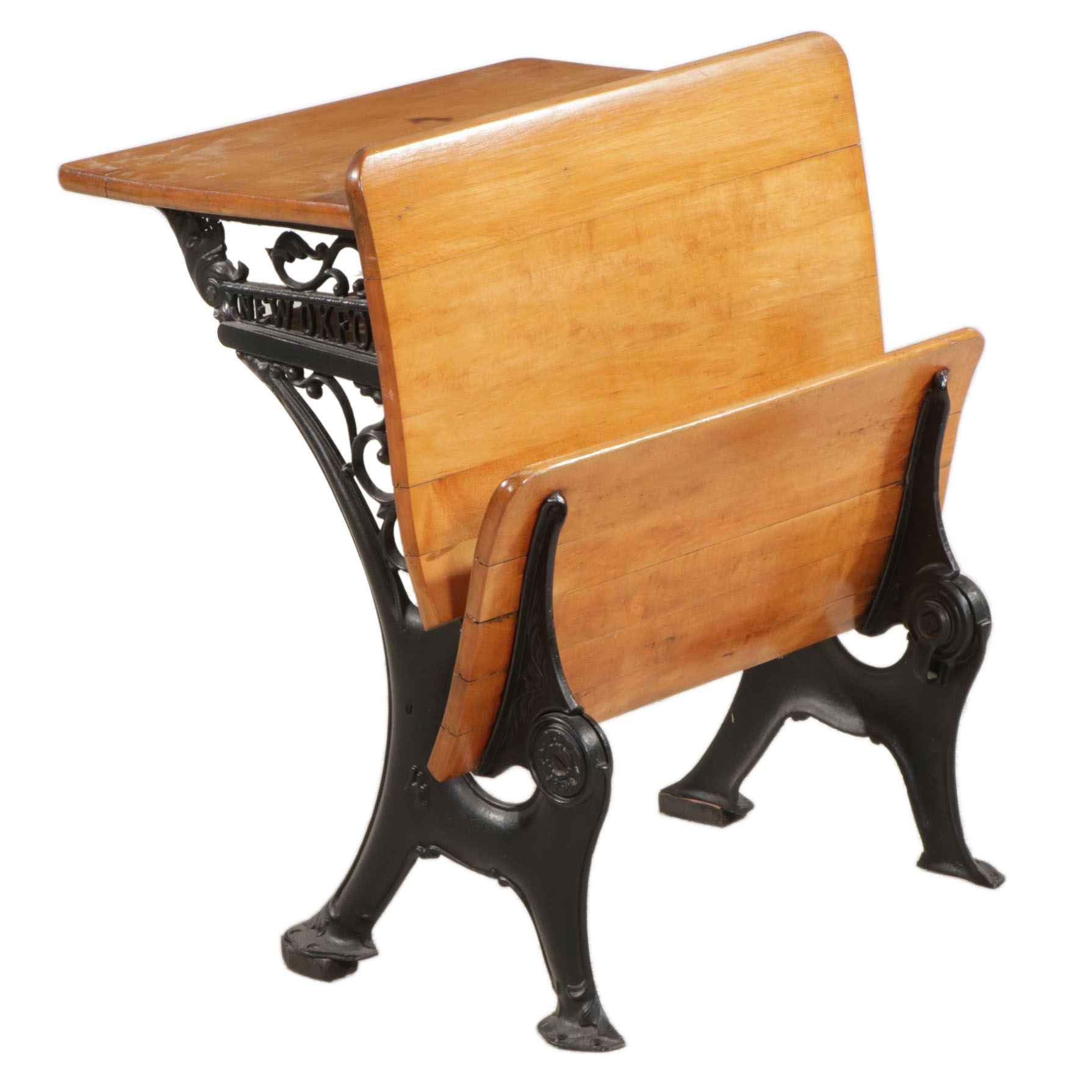 "New Oxford #4" Cast Iron and Maple School Desk, Early 20th Century
