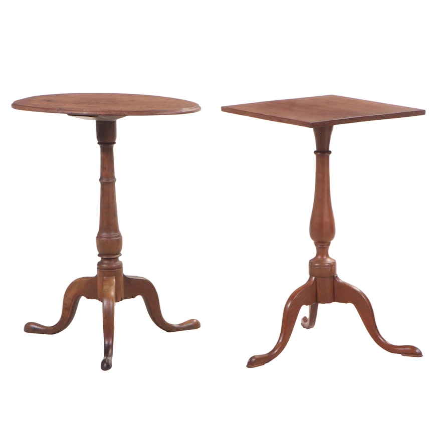 Two American Cherrywood Candlestands, 19th Century