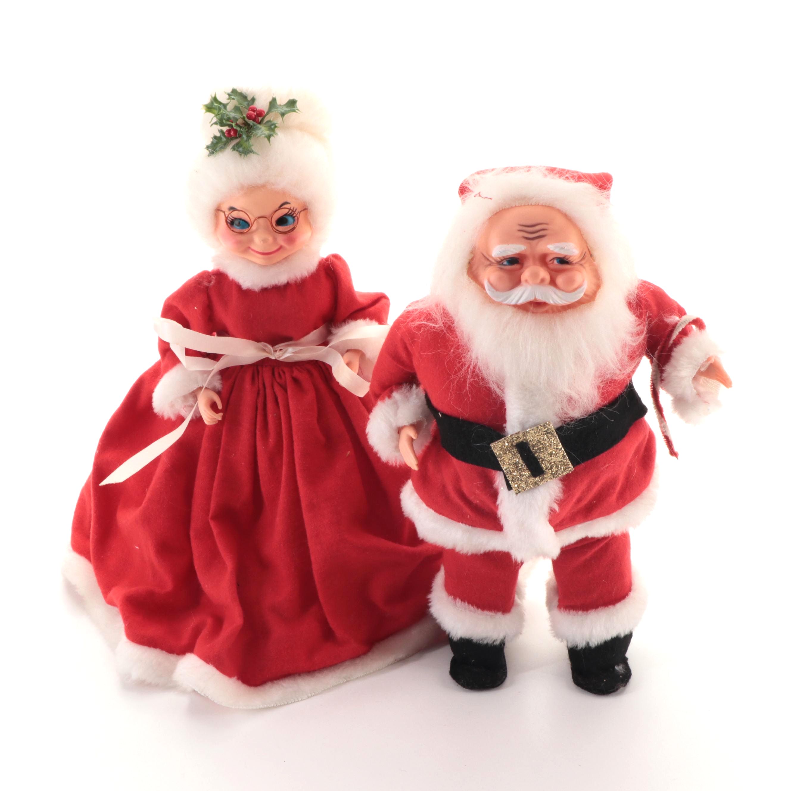 Santa Claus and Mrs. Claus Plastic Dolls