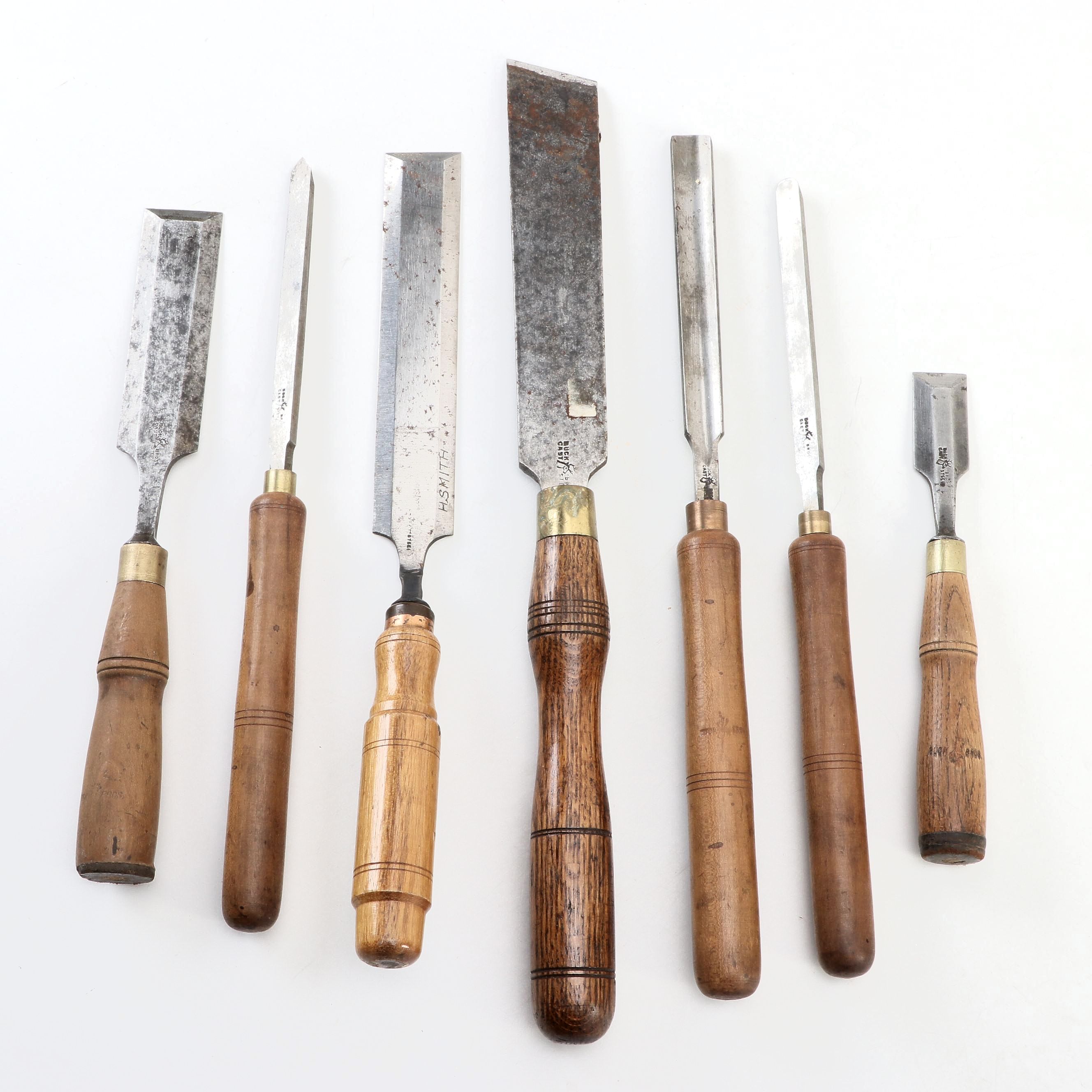 Buck Brothers Steel , Oak and Other Wooden Handled Wood Lathe Chisels