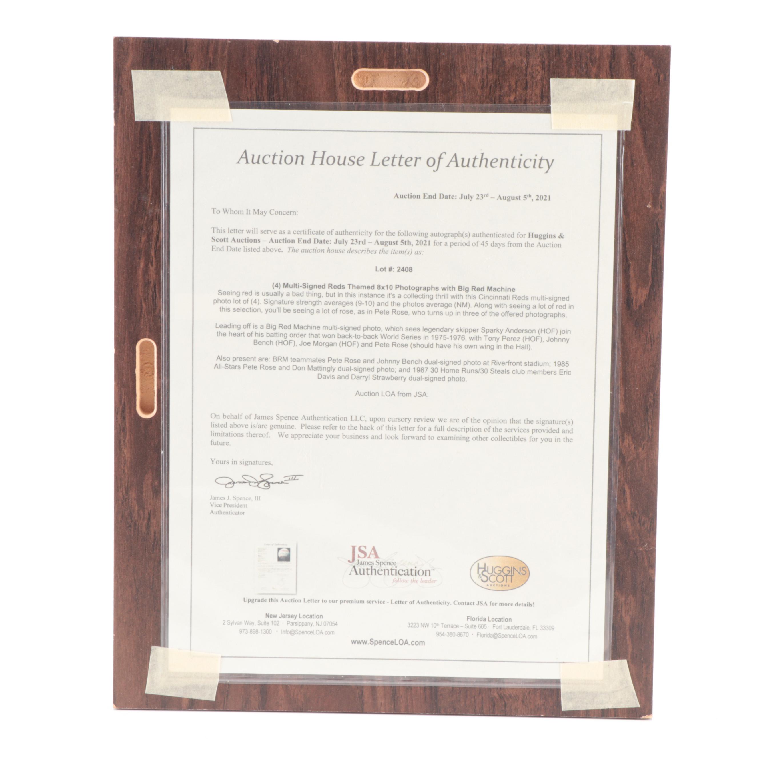 Cincinnati Reds Pete Rose, Johnny Bench Signed Plaque