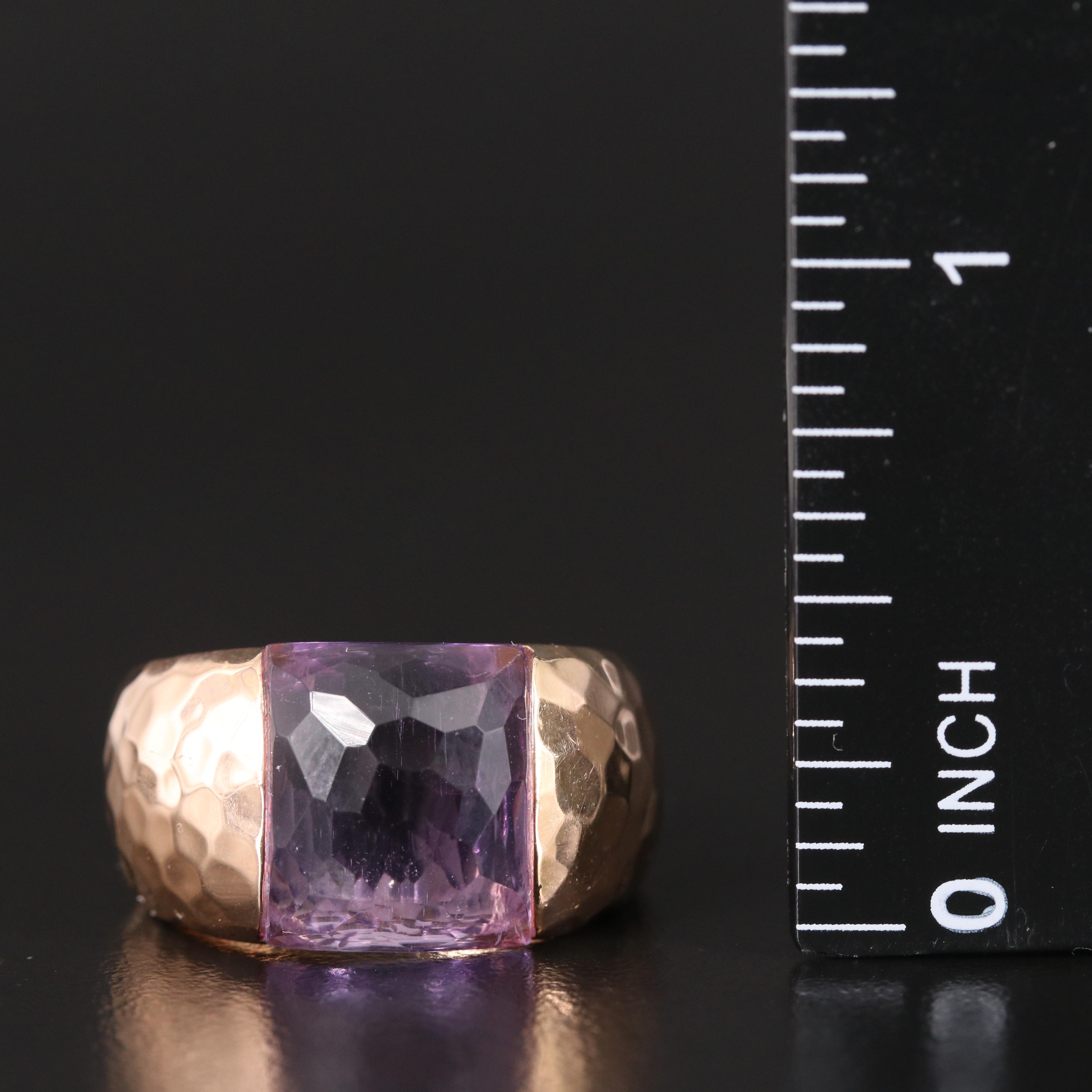 Roberto Coin 18K Rose Gold Amethyst Ring with Hammered Finish
