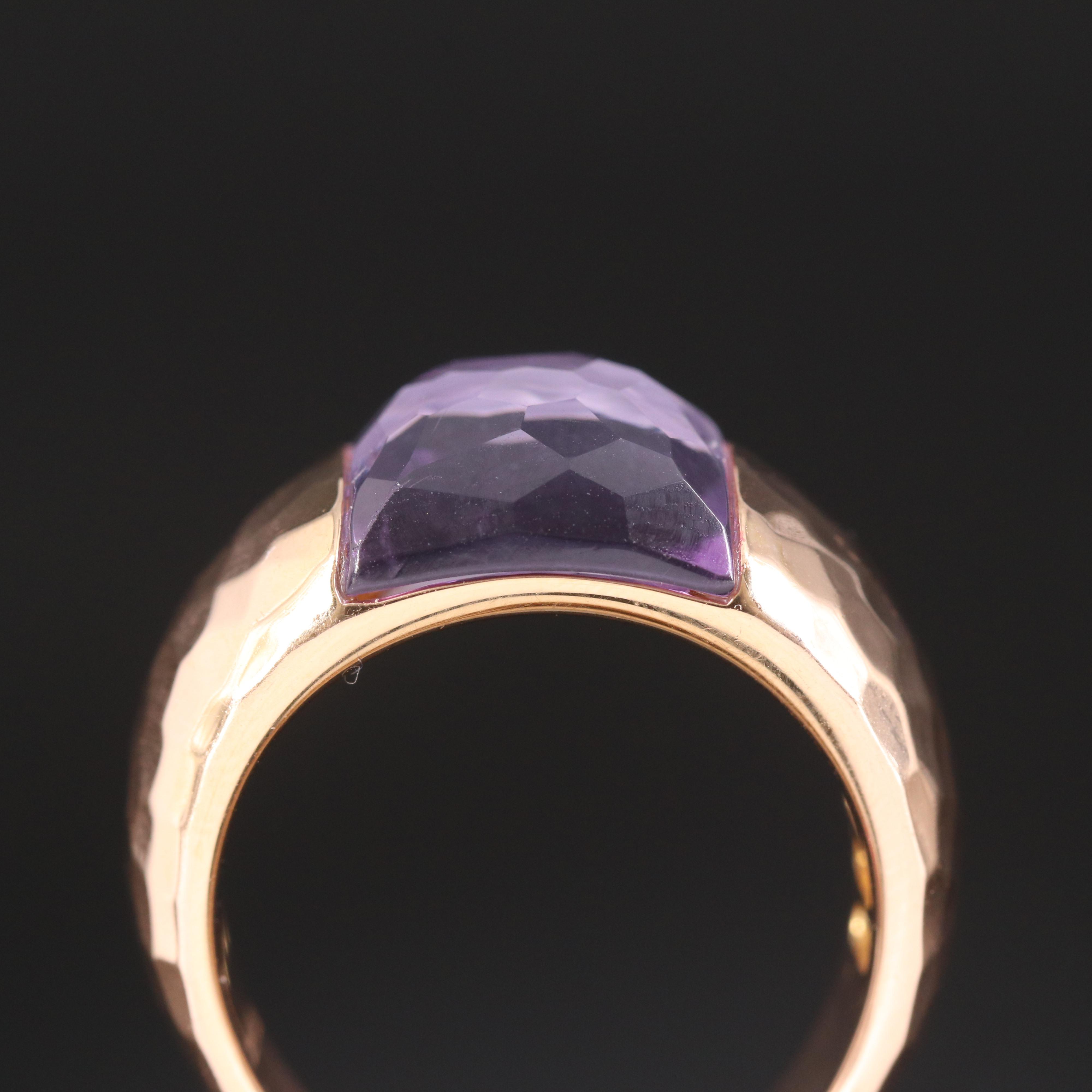 Roberto Coin 18K Rose Gold Amethyst Ring with Hammered Finish