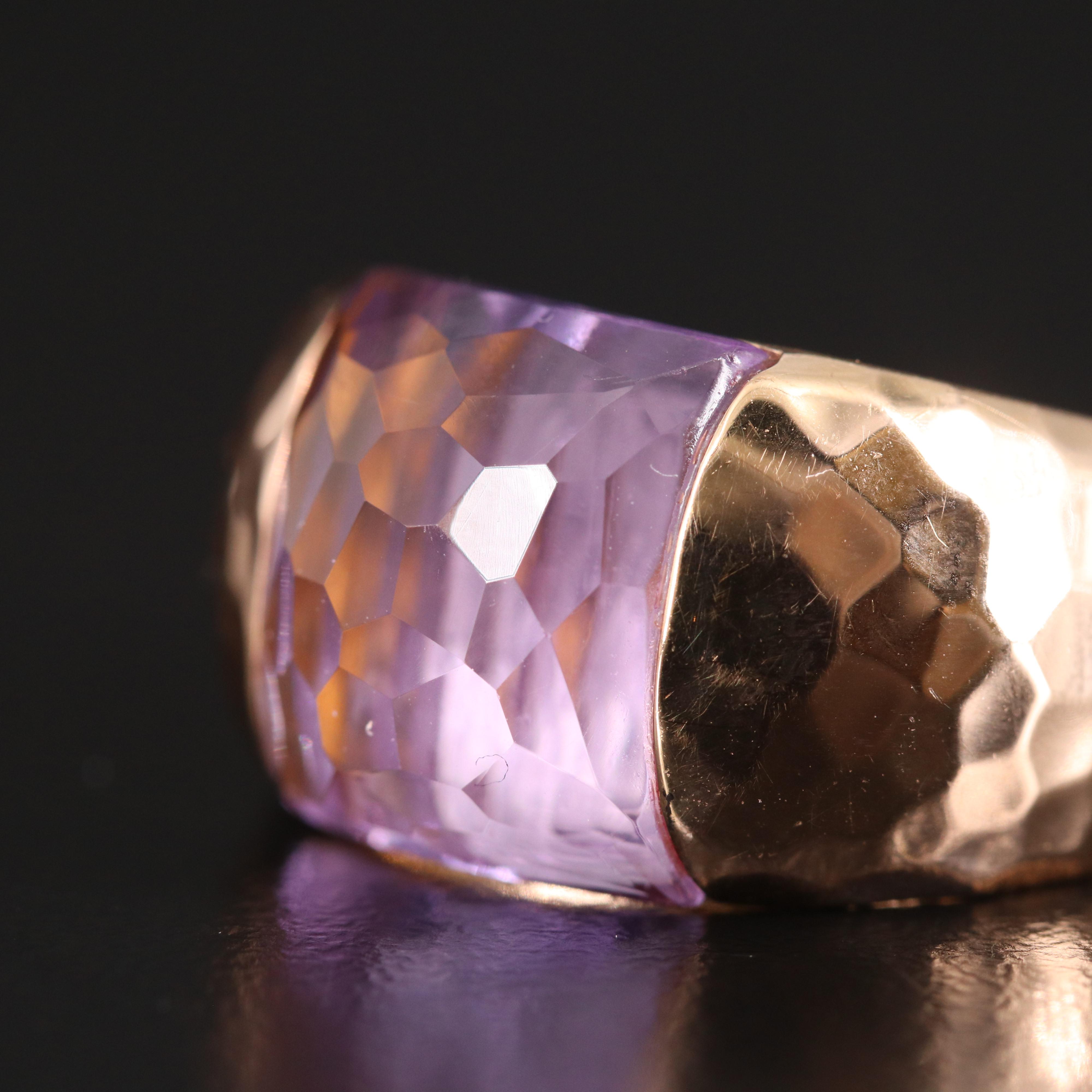 Roberto Coin 18K Rose Gold Amethyst Ring with Hammered Finish