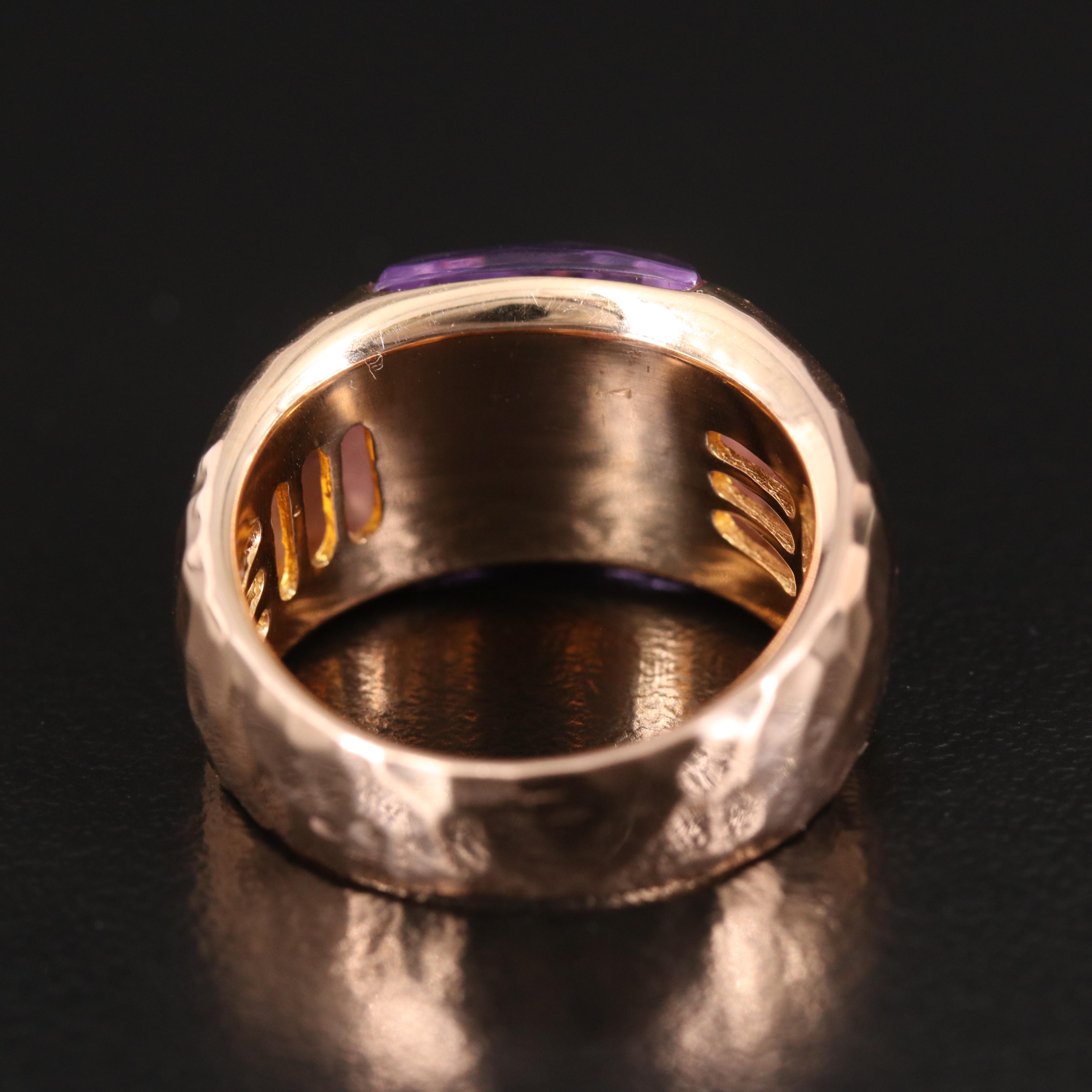 Roberto Coin 18K Rose Gold Amethyst Ring with Hammered Finish