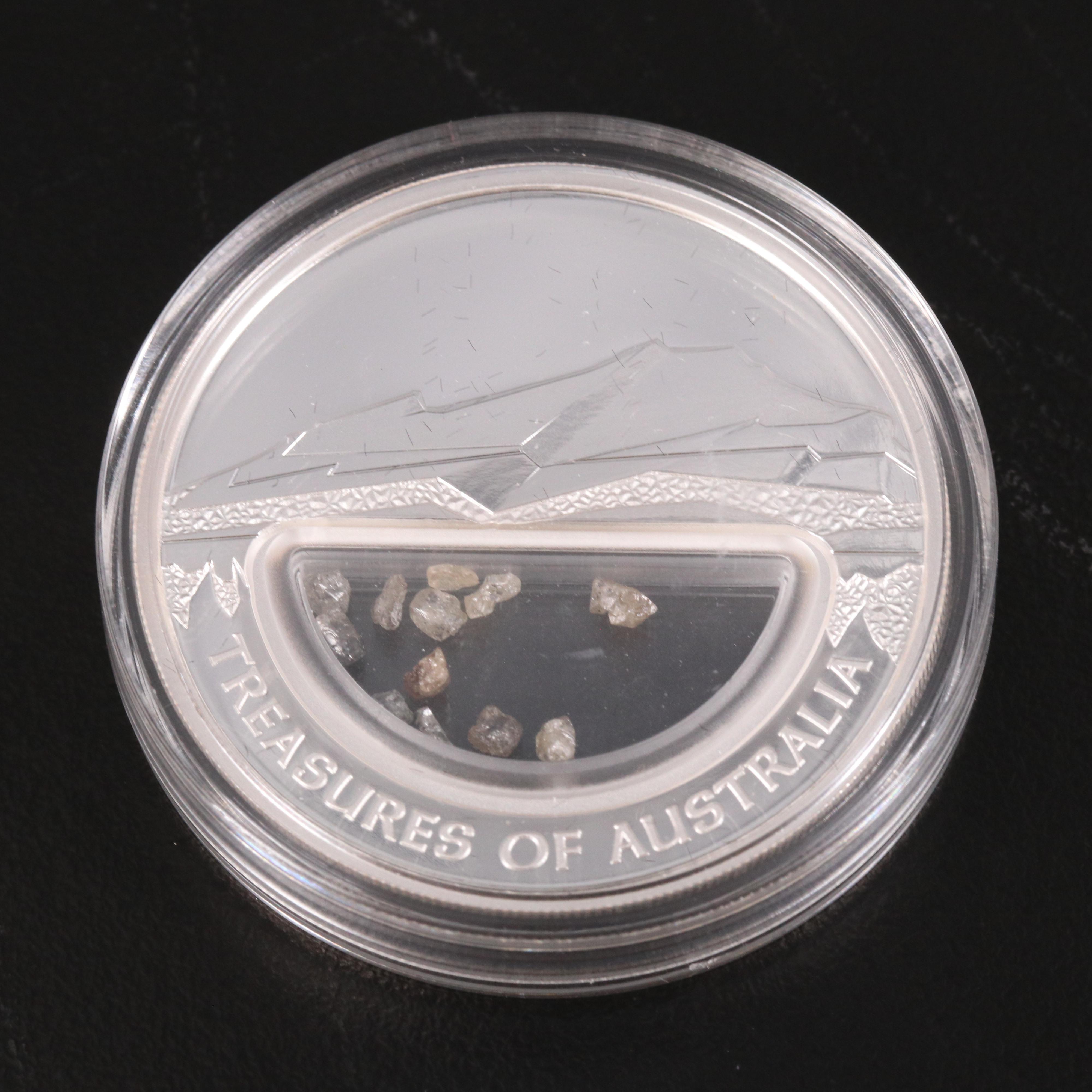 2009 Treasures of Australia, One Ounce Silver Coin with Diamonds
