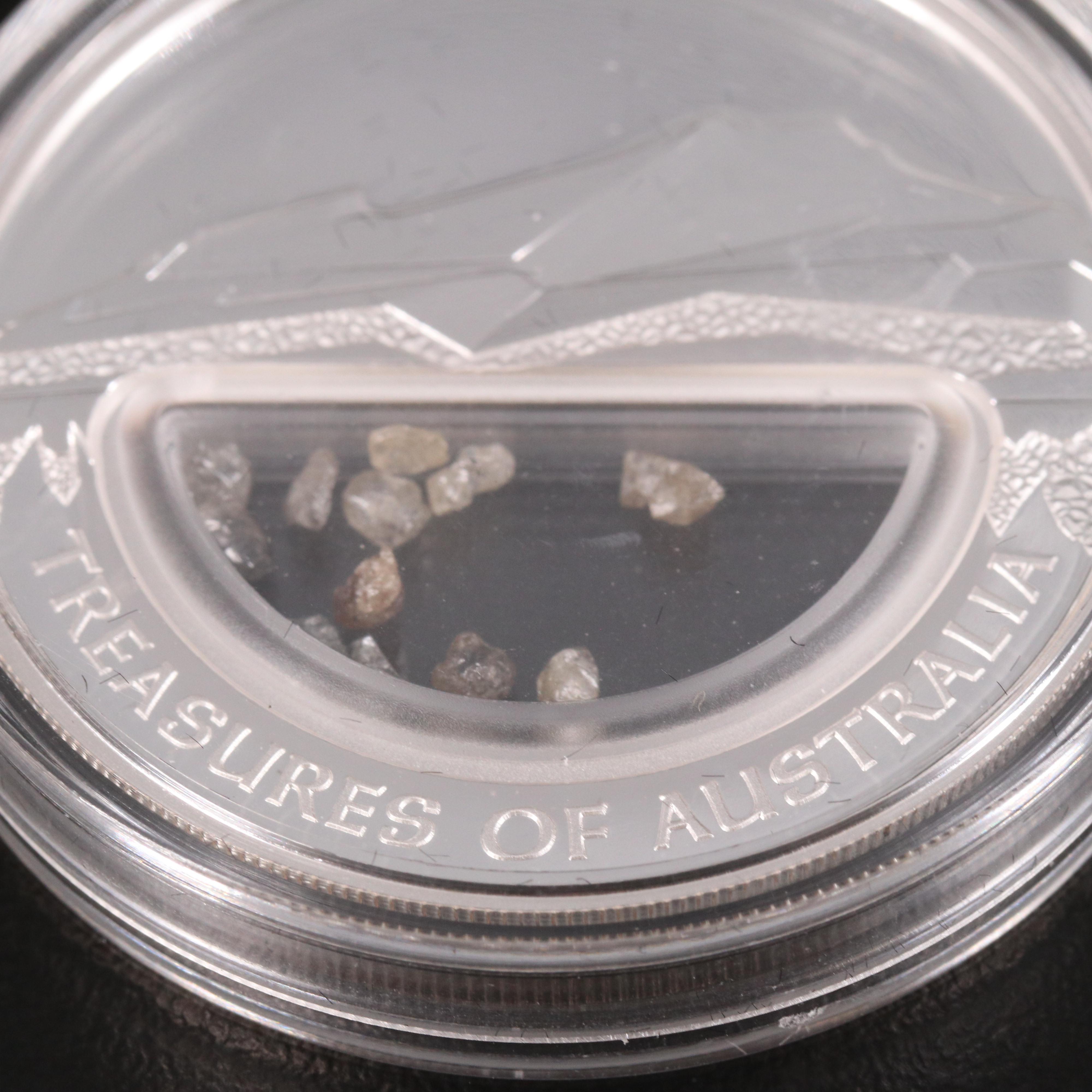 2009 Treasures of Australia, One Ounce Silver Coin with Diamonds