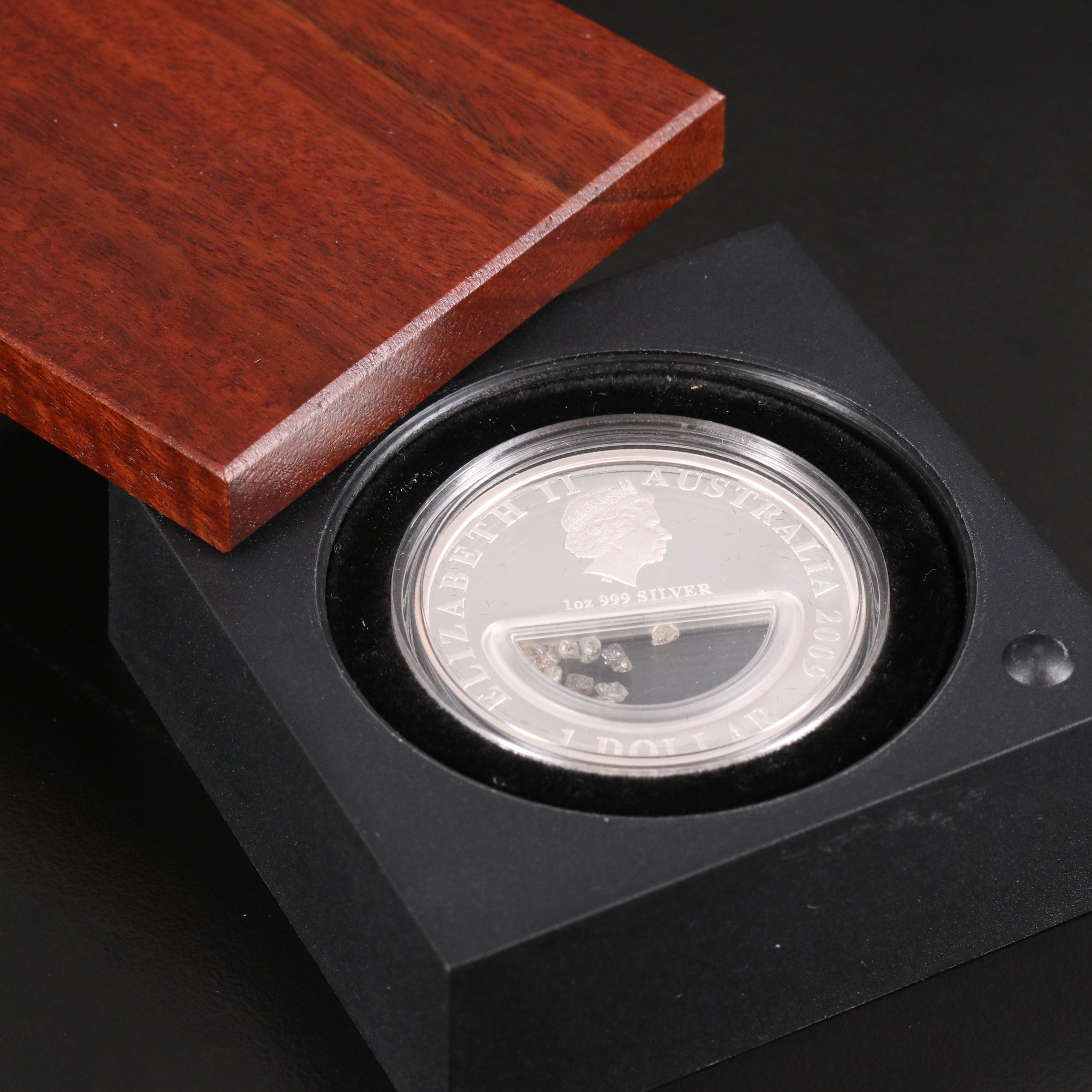 2009 Treasures of Australia, One Ounce Silver Coin with Diamonds