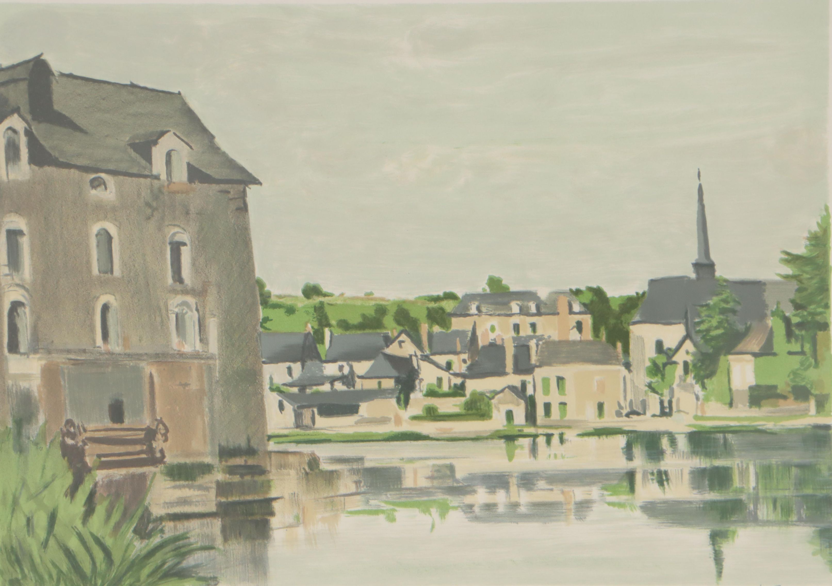 Constant Le Breton Color Lithograph "Heure d'antile," Circa 1970