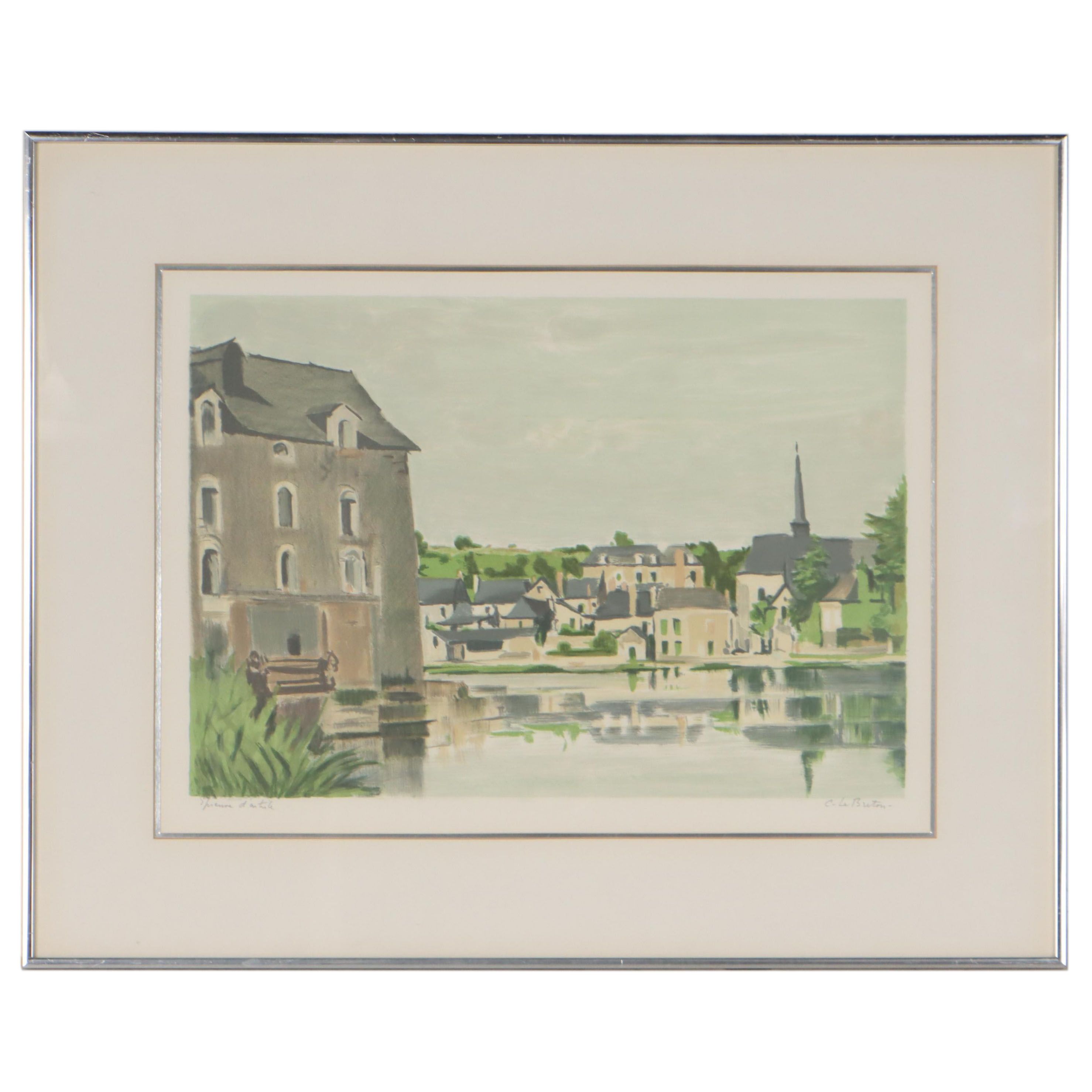 Constant Le Breton Color Lithograph "Heure d'antile," Circa 1970