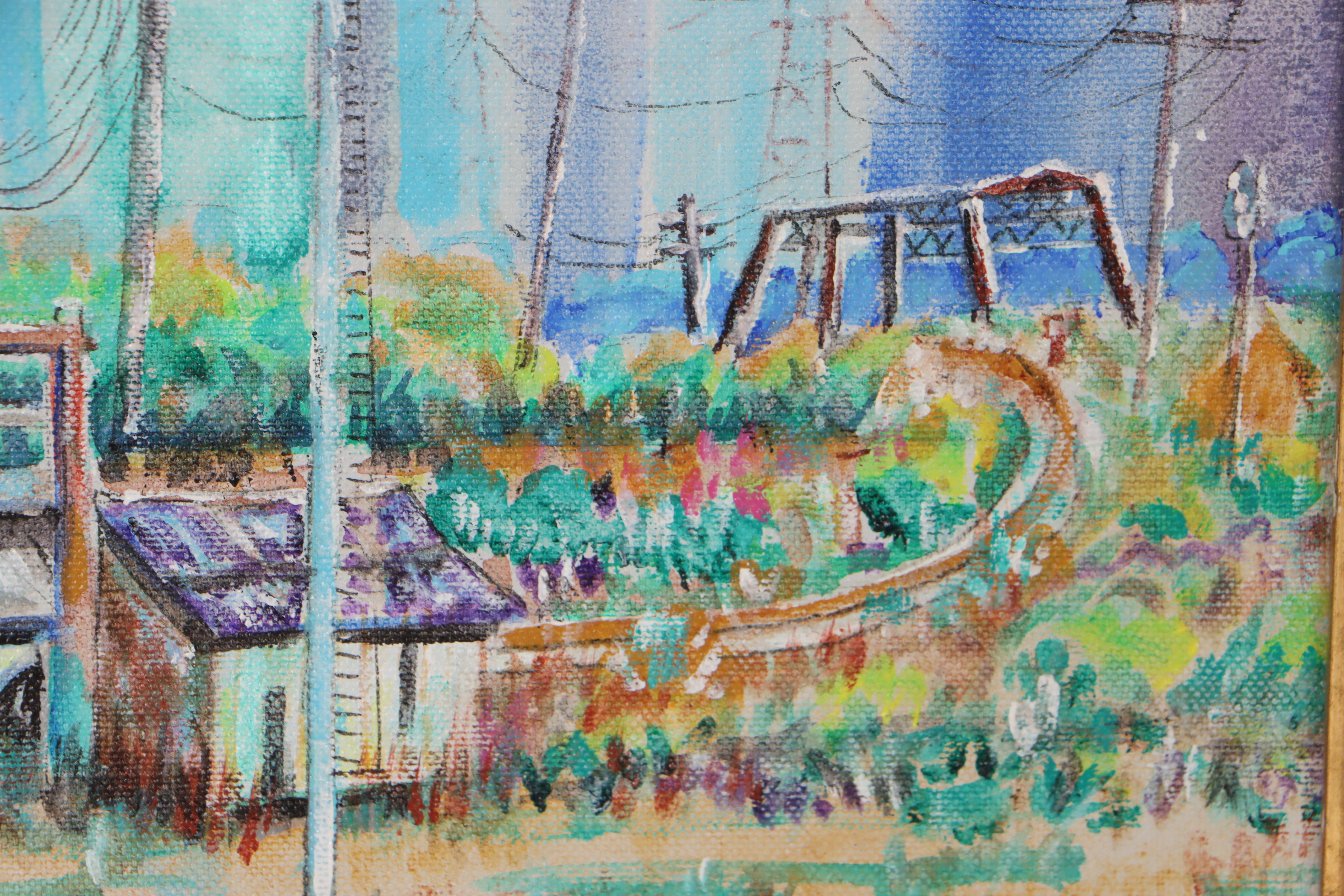 Metzler Country Railroad Scene Acrylic Painting