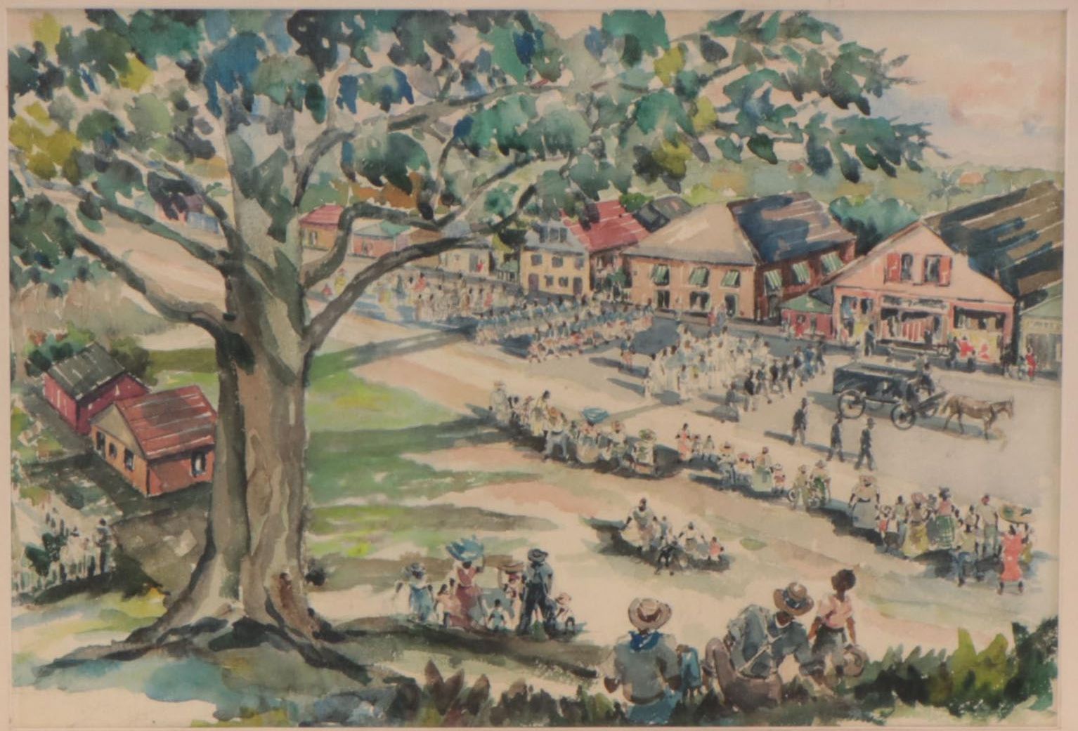 Watercolor Painting of Funeral Procession in the Style of Winslow Homer