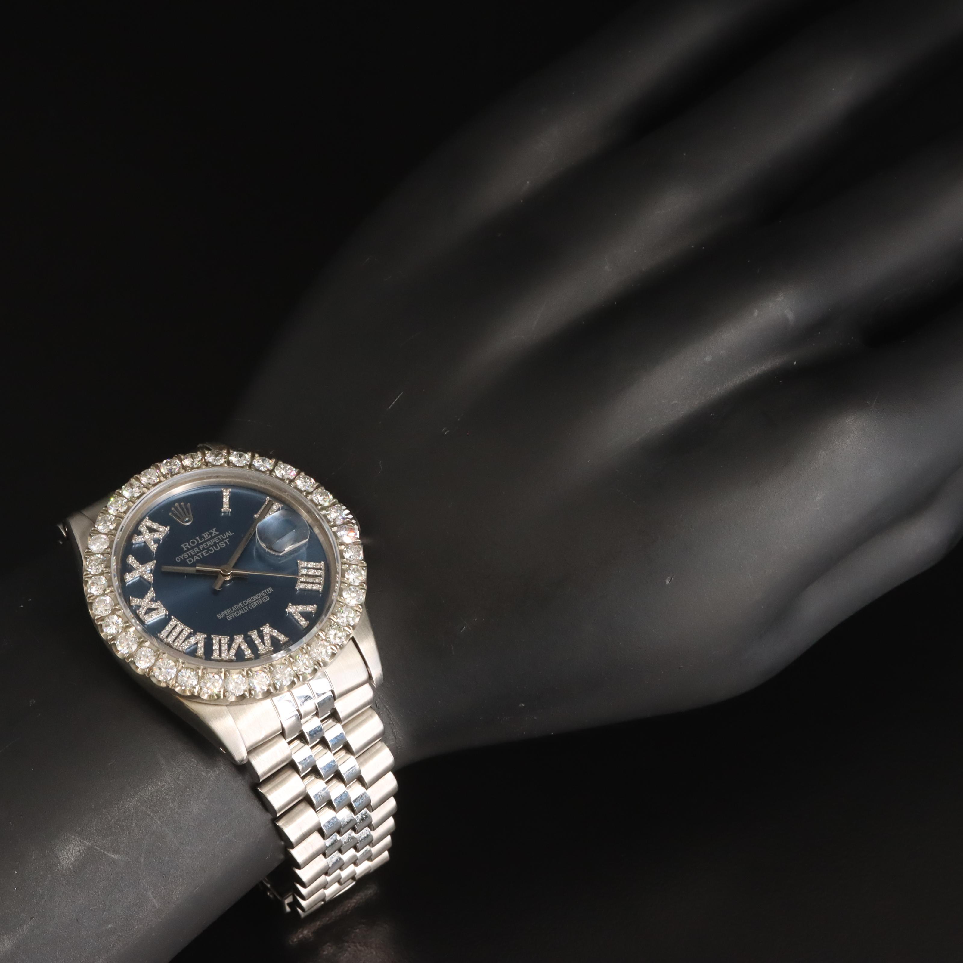 1982 Rolex Oyster Perpetual Datejust 3.20 CTW Diamond Bezel and Dial Watch