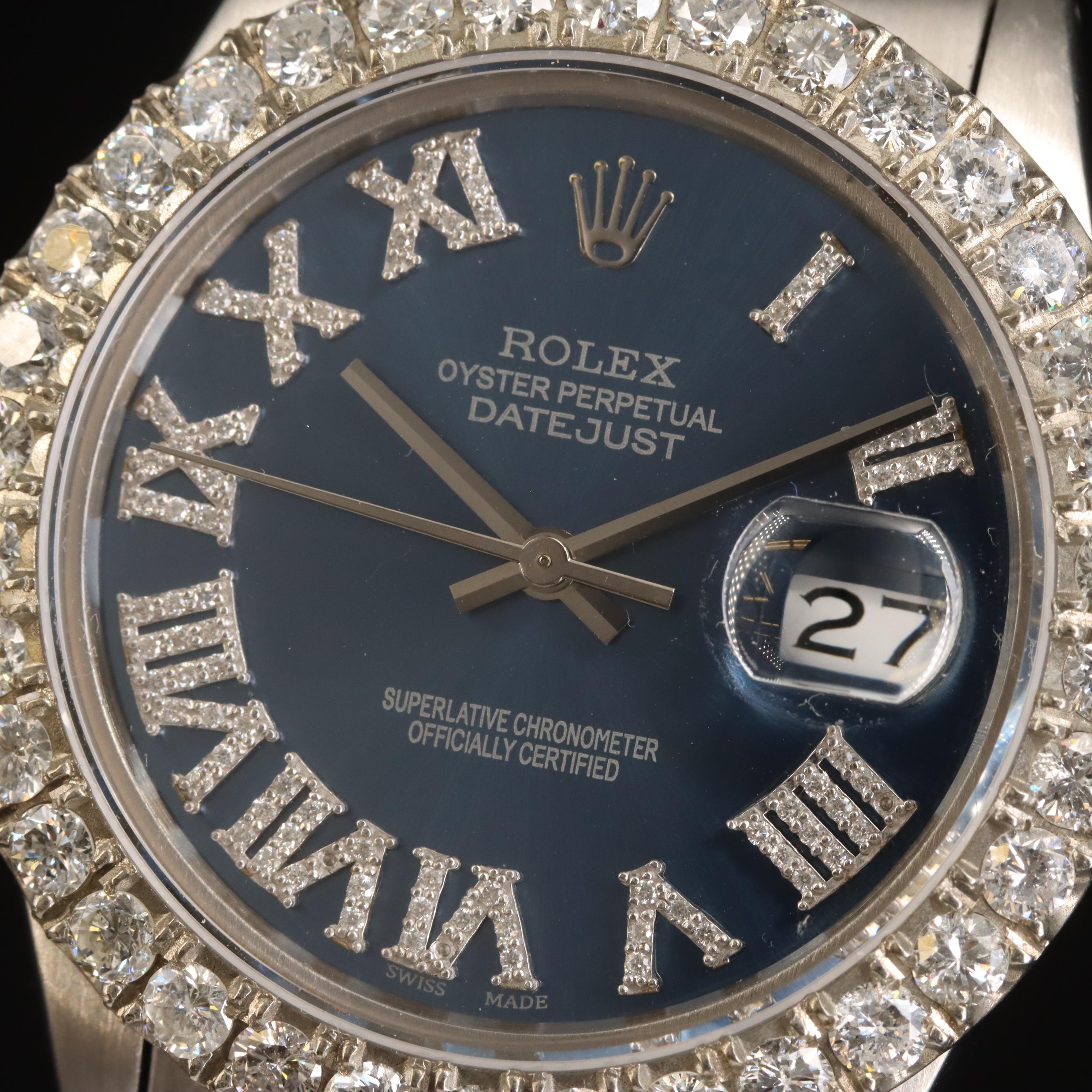 1982 Rolex Oyster Perpetual Datejust 3.20 CTW Diamond Bezel and Dial Watch