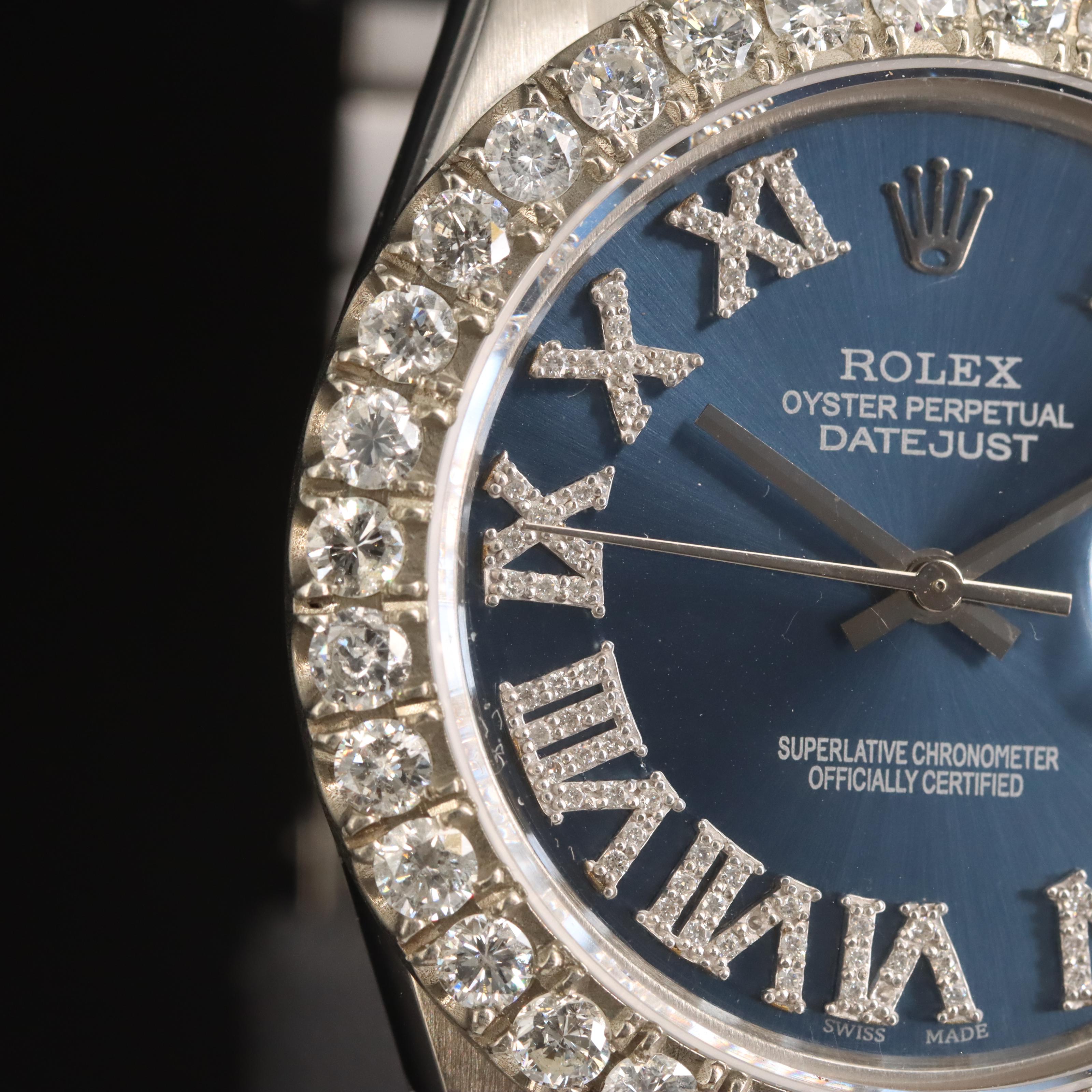 1982 Rolex Oyster Perpetual Datejust 3.20 CTW Diamond Bezel and Dial Watch