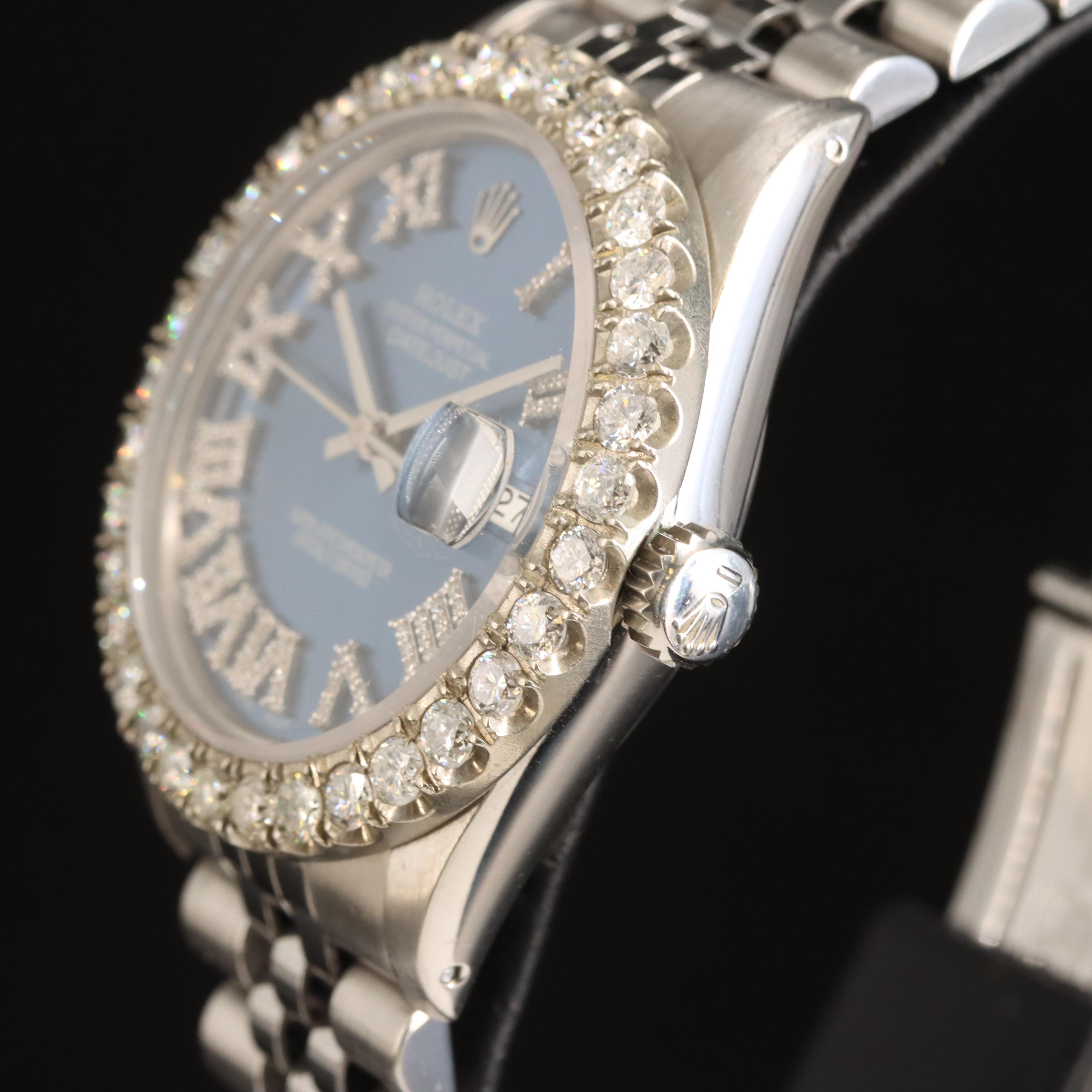 1982 Rolex Oyster Perpetual Datejust 3.20 CTW Diamond Bezel and Dial Watch