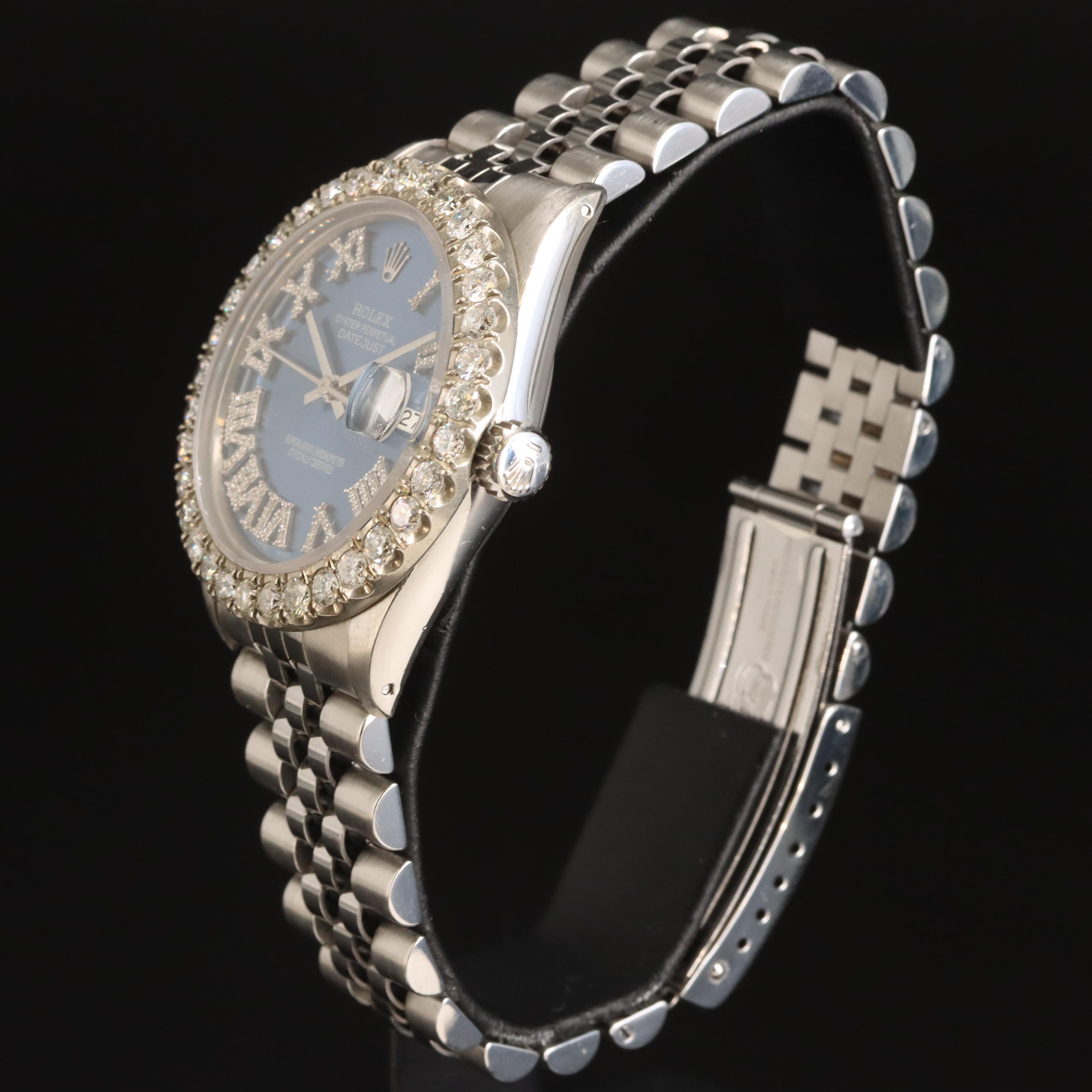 1982 Rolex Oyster Perpetual Datejust 3.20 CTW Diamond Bezel and Dial Watch