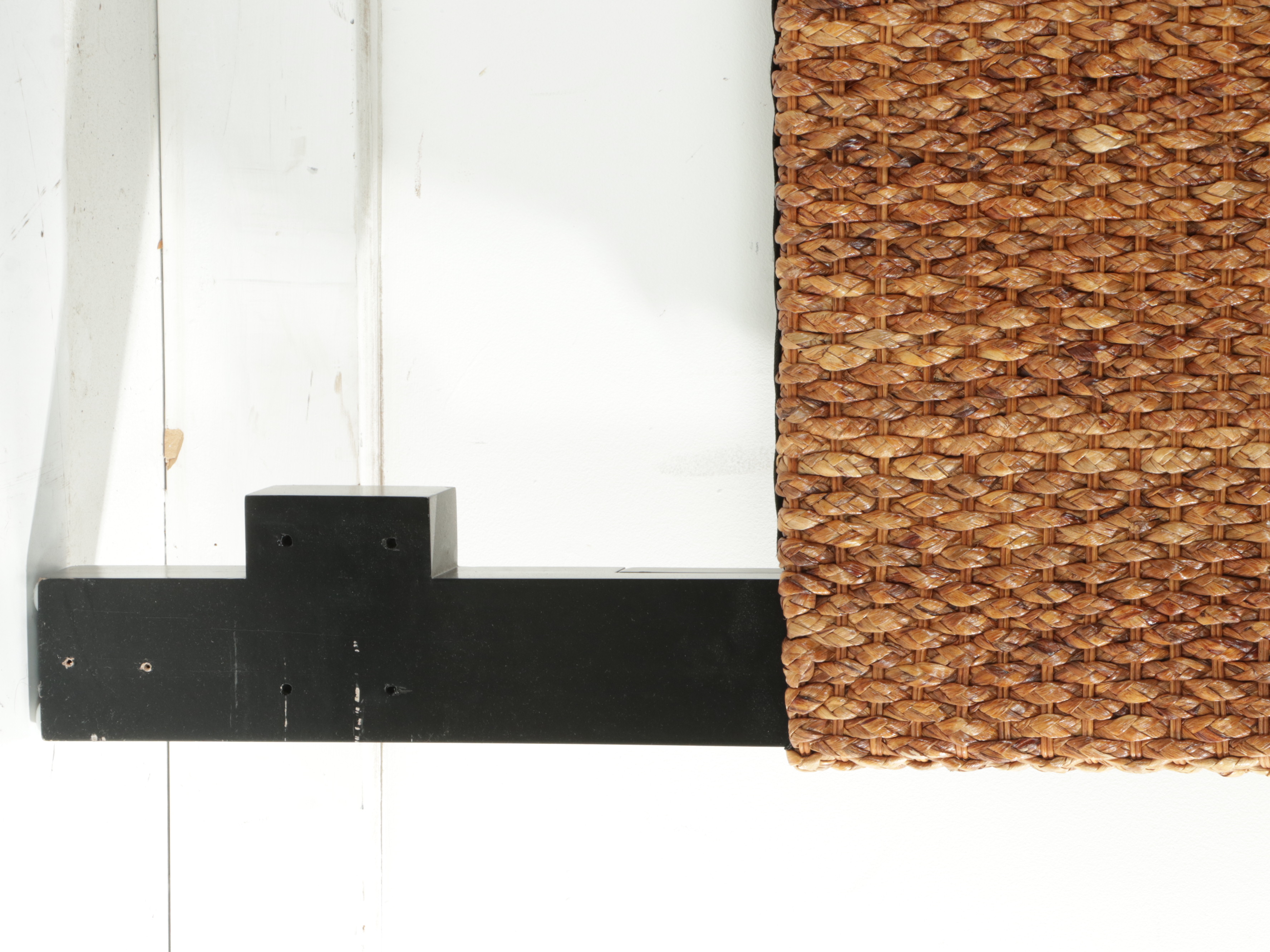 At Home Braided Banana Leaf Headboard and Metal Bed Frame in Queen Size