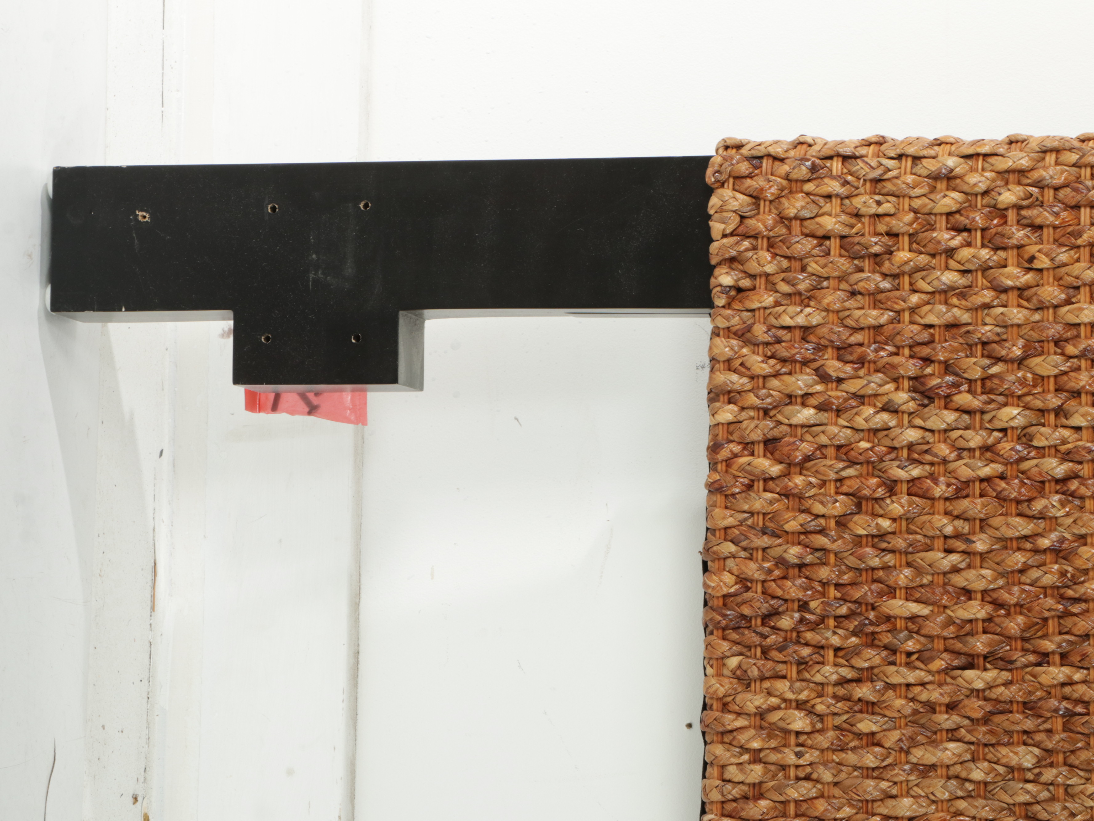 At Home Braided Banana Leaf Headboard and Metal Bed Frame in Queen Size