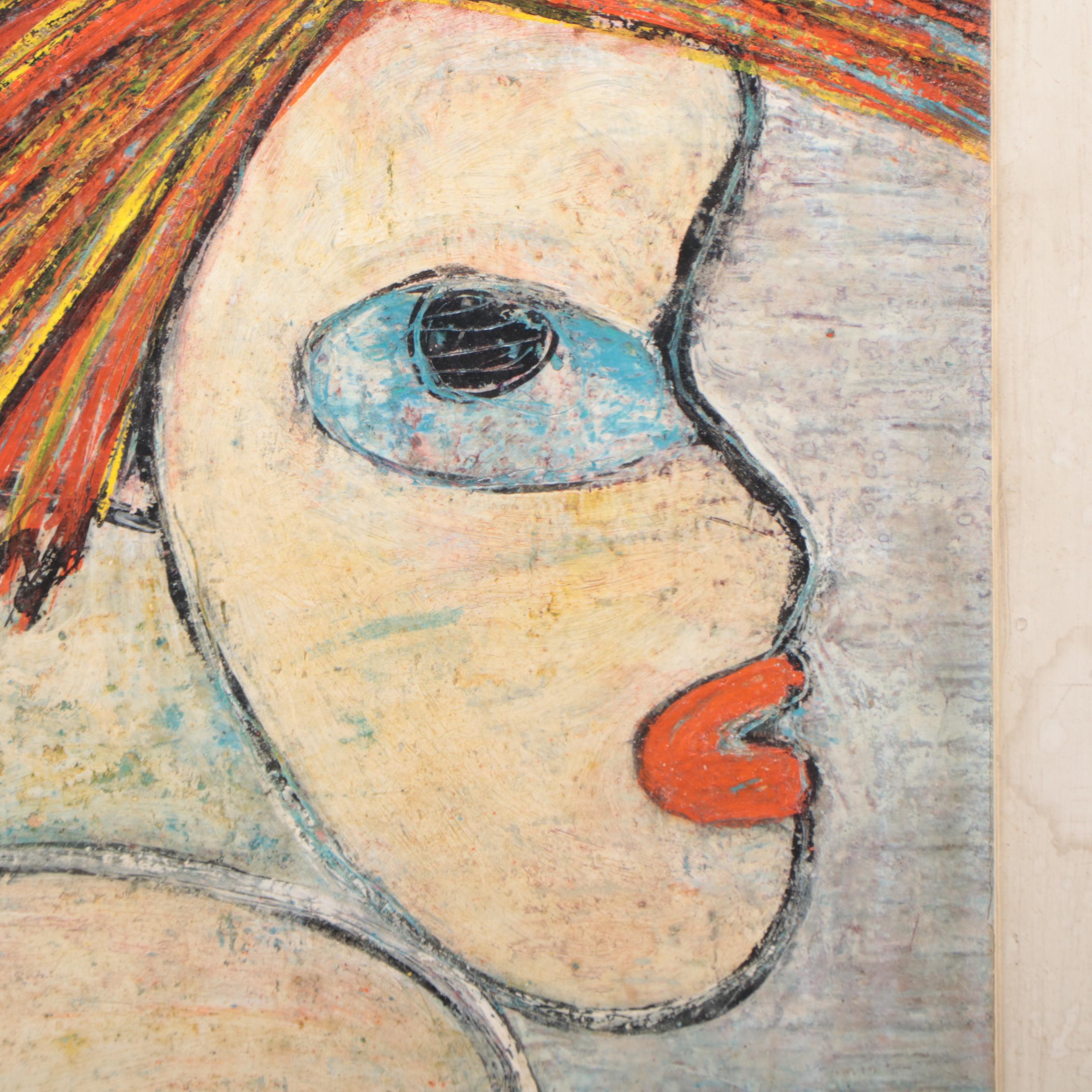 Helen Frank Protas Oil Painting "On Your Mark, Go"