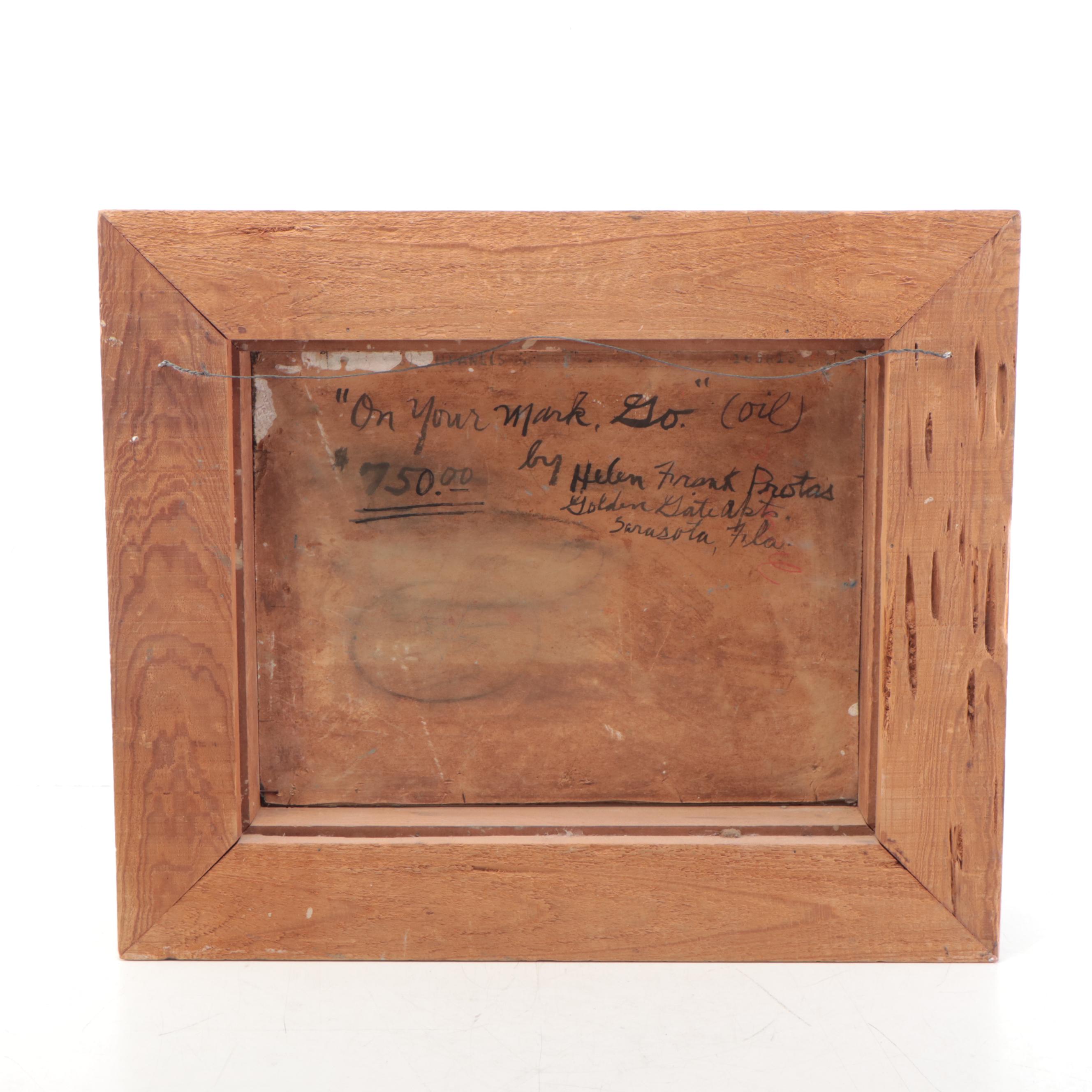 Helen Frank Protas Oil Painting "On Your Mark, Go"