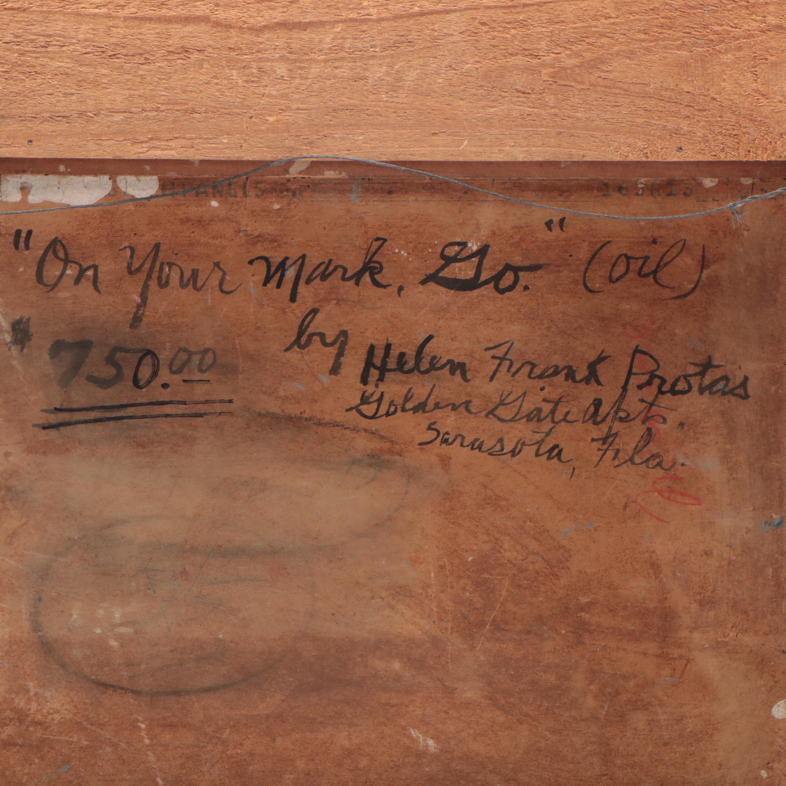 Helen Frank Protas Oil Painting "On Your Mark, Go"