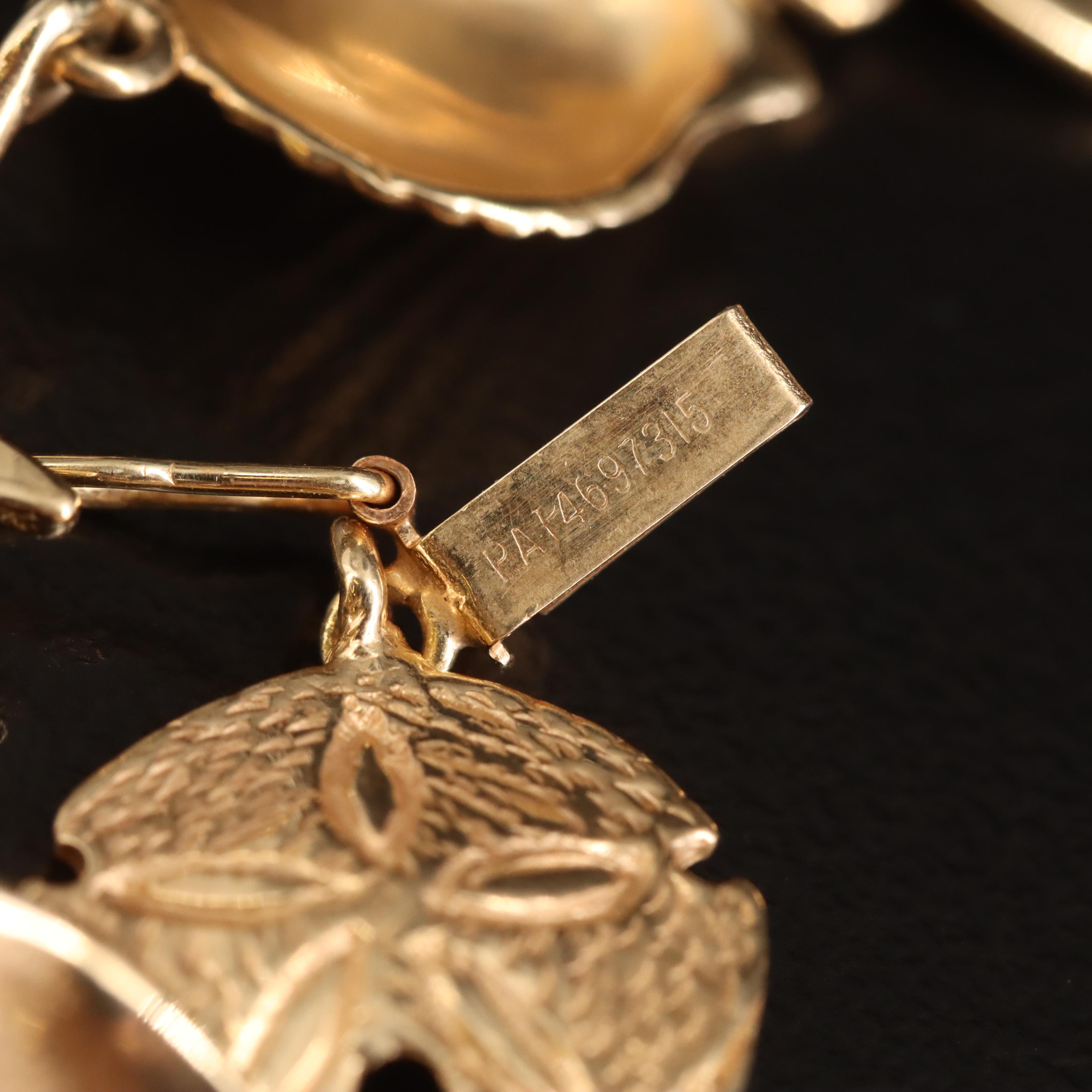 14K Shell, Starfish and Sand Dollar Bracelet