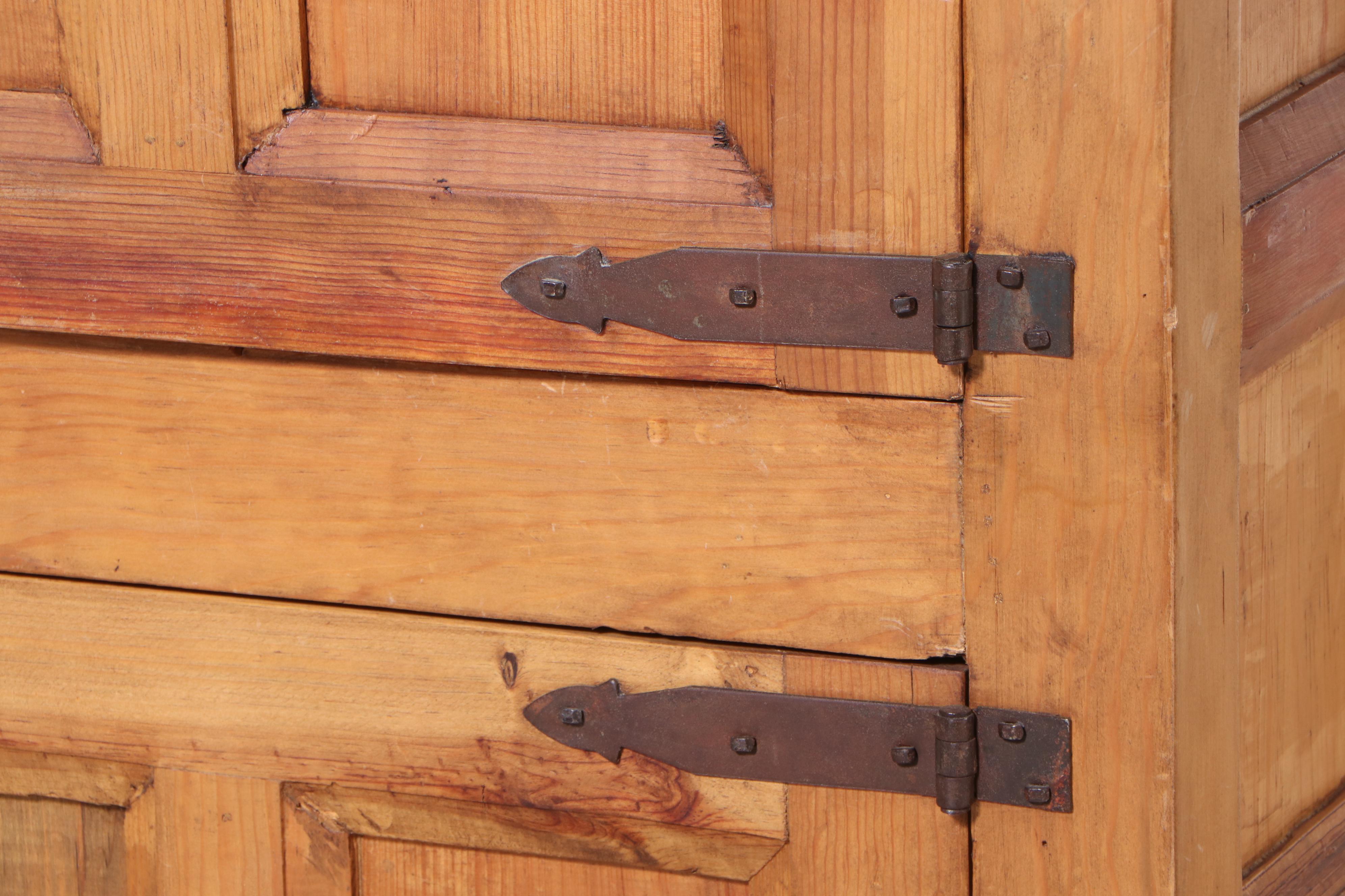 Mexican Spanish Colonial Style Iron-Mounted and Paneled Pine Armoire