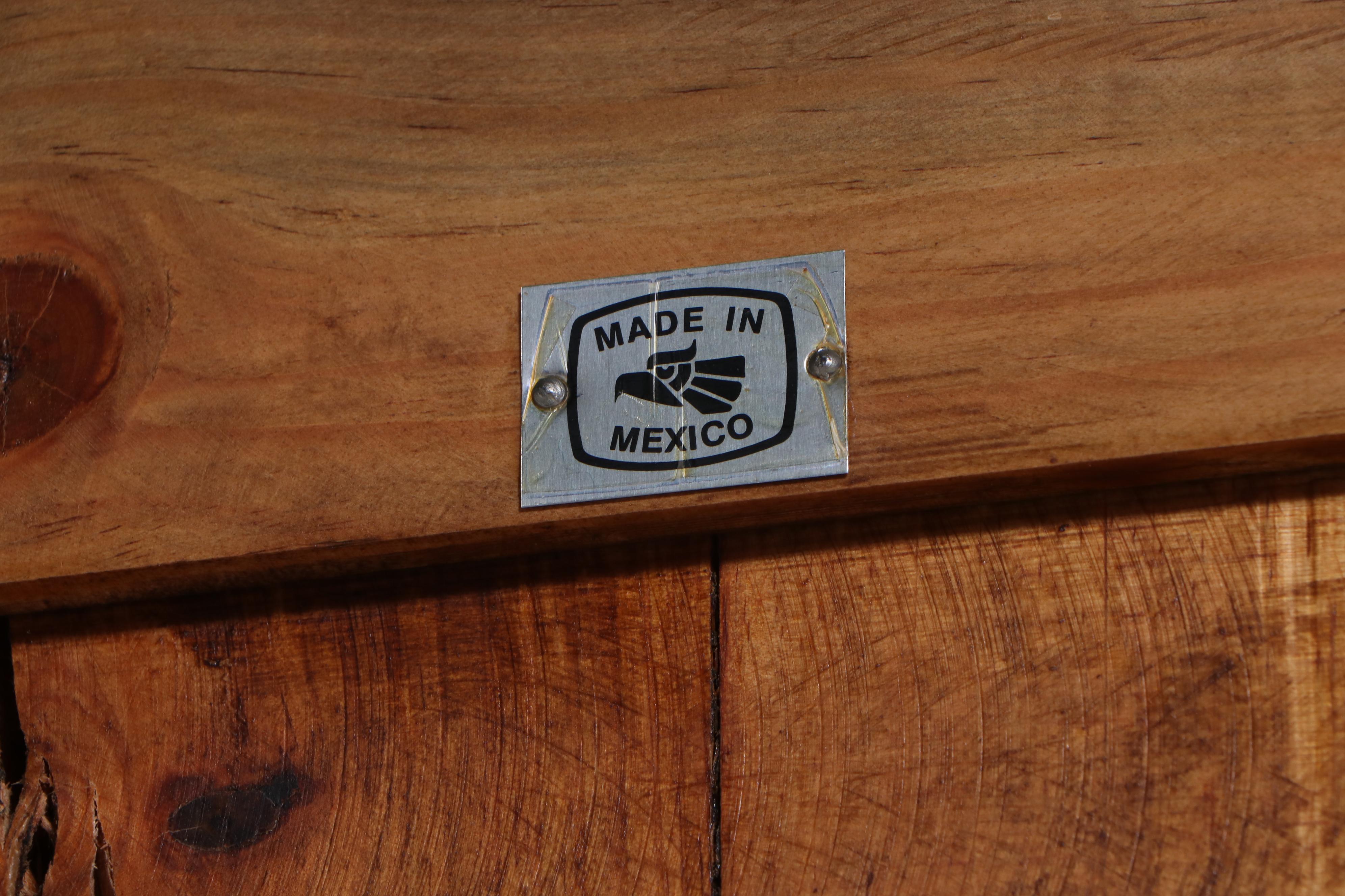 Mexican Spanish Colonial Style Iron-Mounted and Paneled Pine Armoire