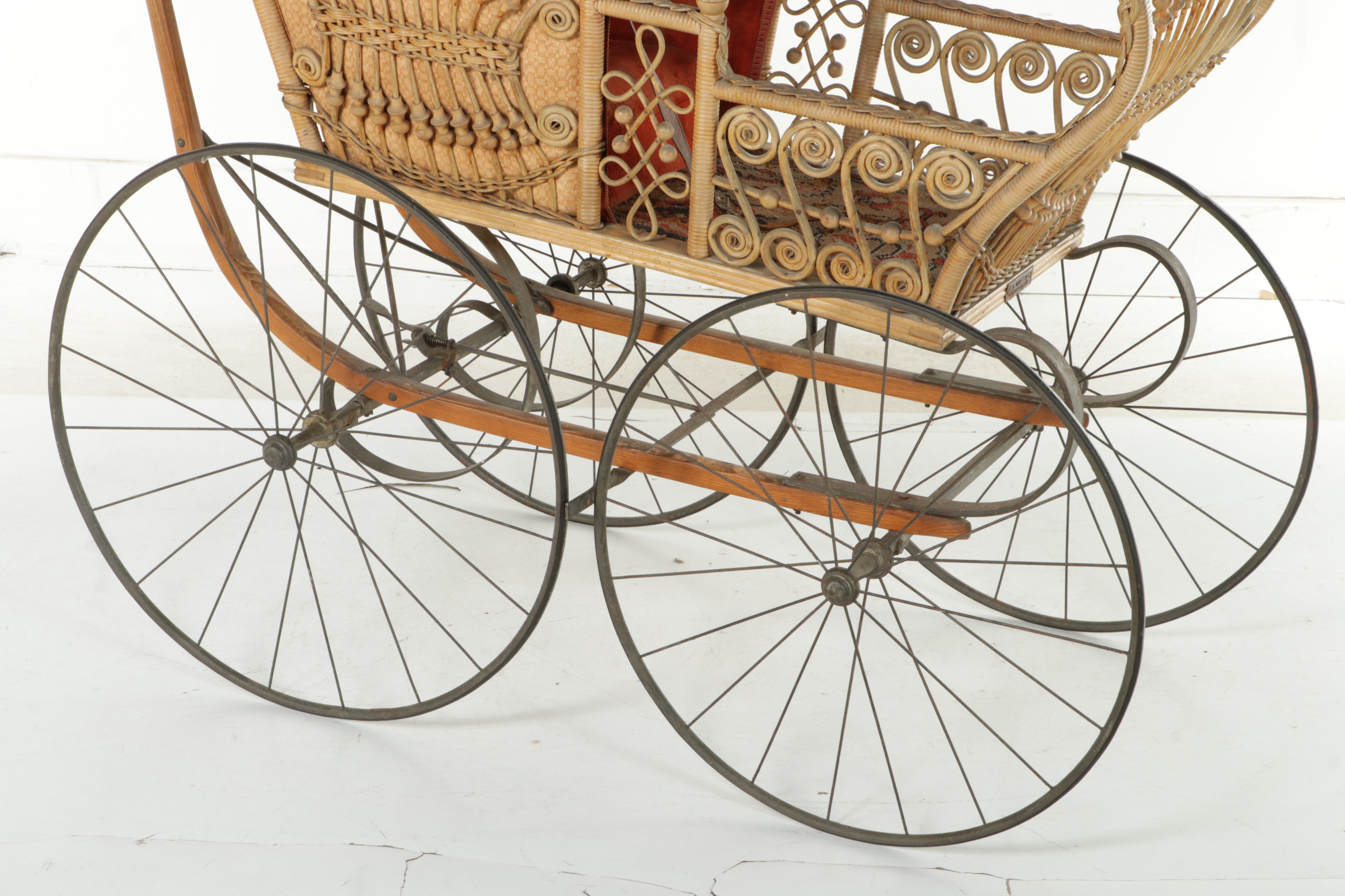 F.A. Whitney Late Victorian Wicker Baby Carriage, Late 19th/Early 20th Century