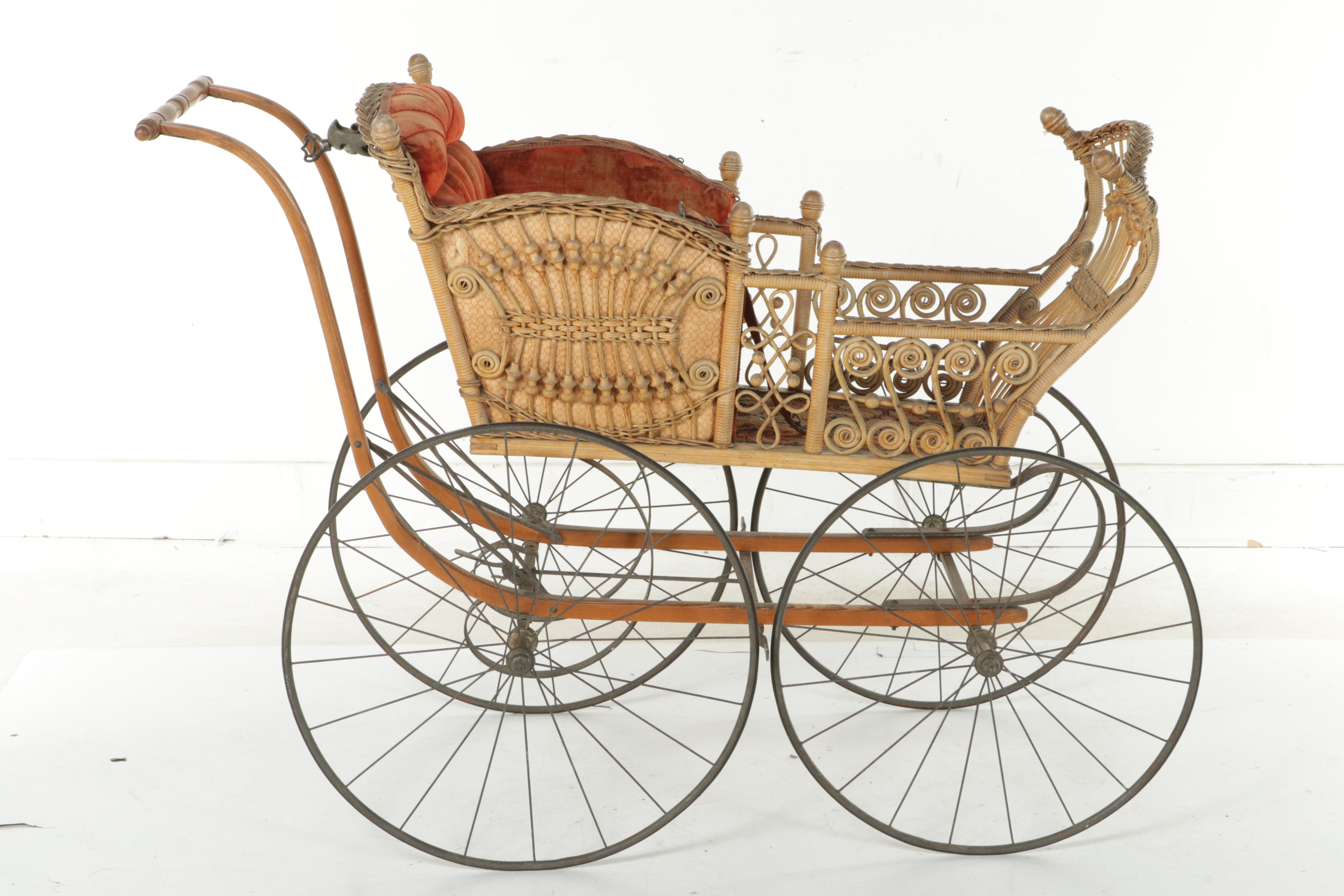 F.A. Whitney Late Victorian Wicker Baby Carriage, Late 19th/Early 20th Century