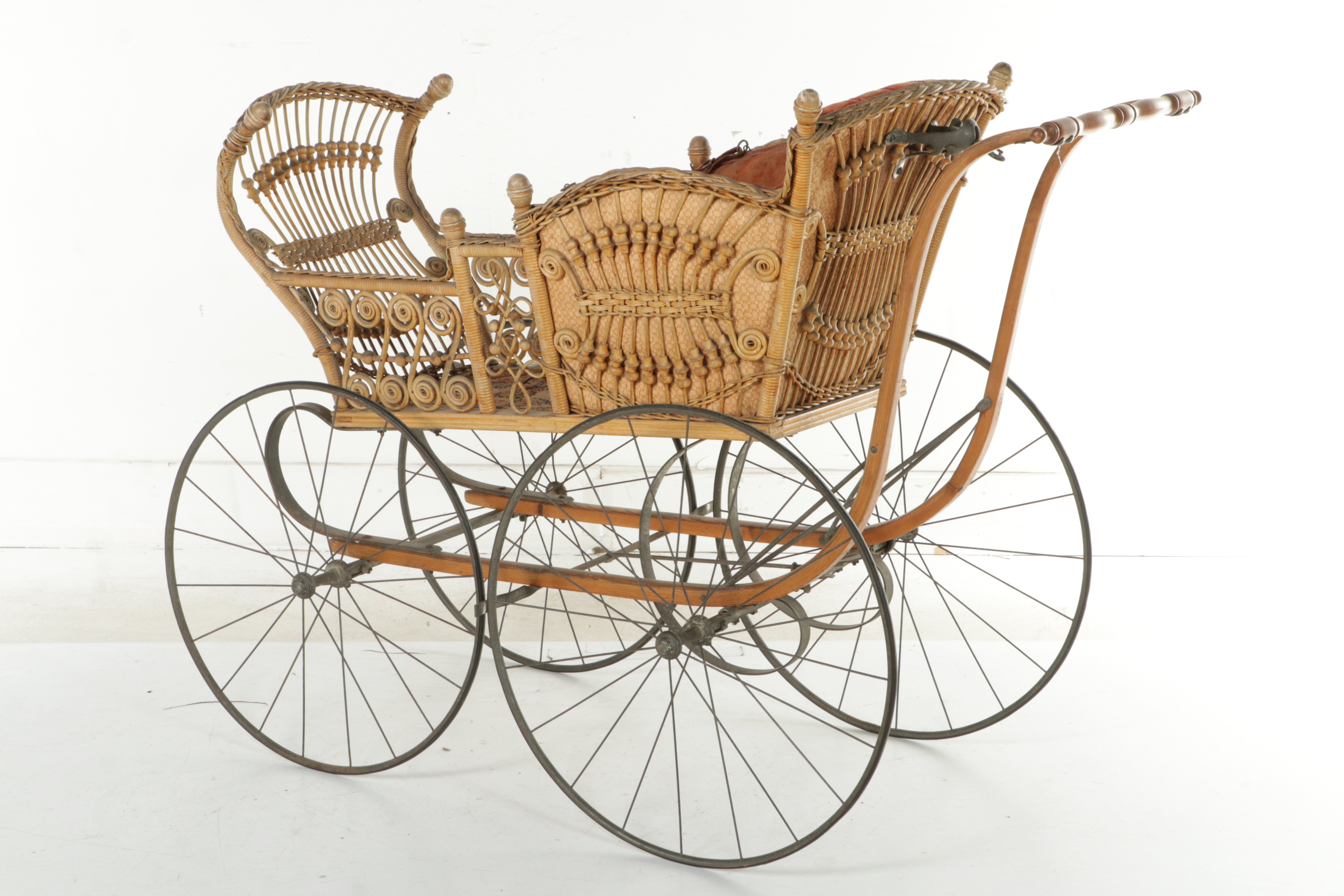 F.A. Whitney Late Victorian Wicker Baby Carriage, Late 19th/Early 20th Century